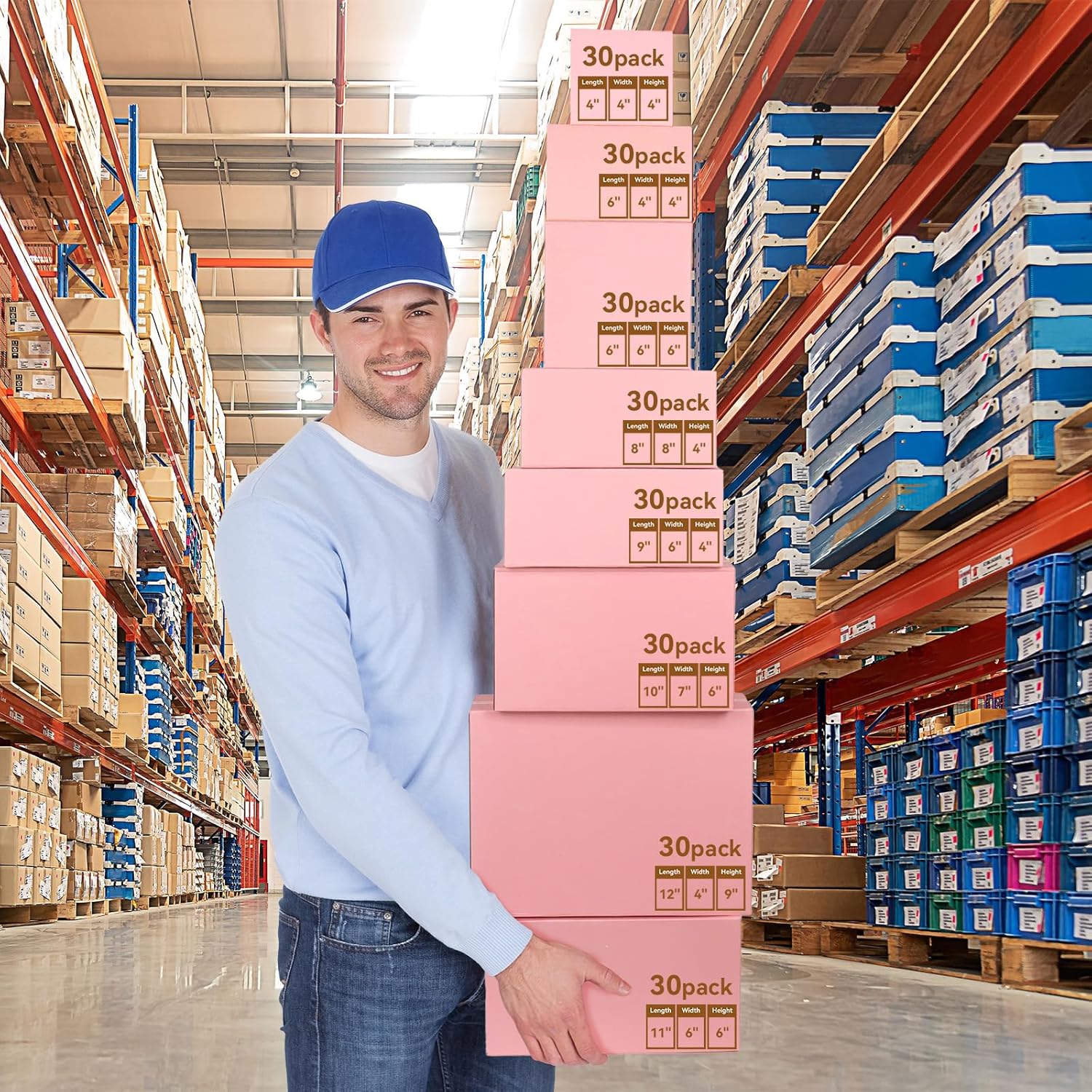 Pink Shipping Boxes 10x7x6 Inches, 30 Pack Mailer Boxes for Small Business, Corrugated Cardboard Boxes for Packaging, Shipping, Mailing