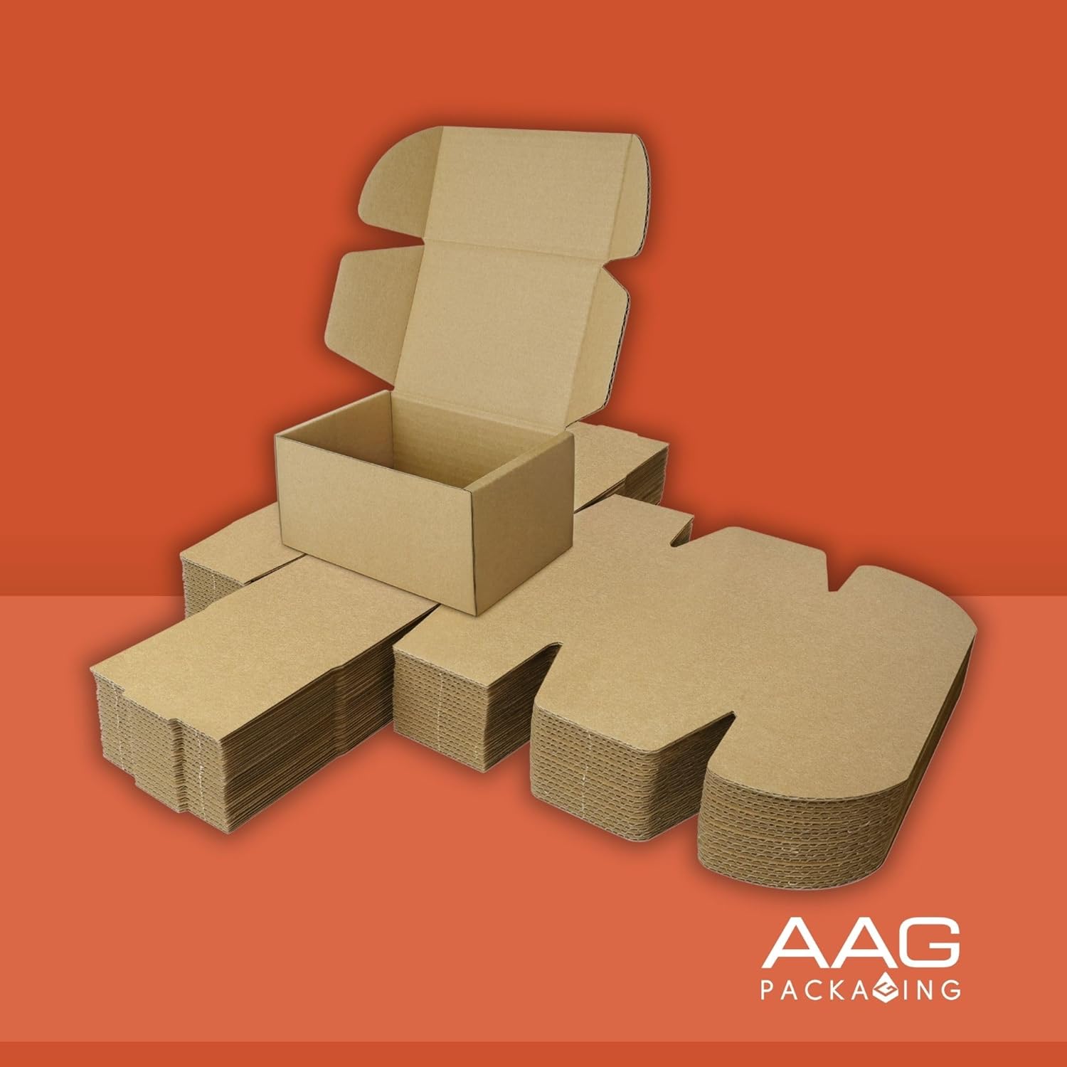 Alternative view of Corrugated Shipping Box Mailers by AAG PACKAGING, Kraft Brown Mailer Boxes 6x4x3, small shipping boxes for ecommerce, package delivery box with Rigid Corners & Tab Lock (6"x4"x3" Brown/Set of 20)
