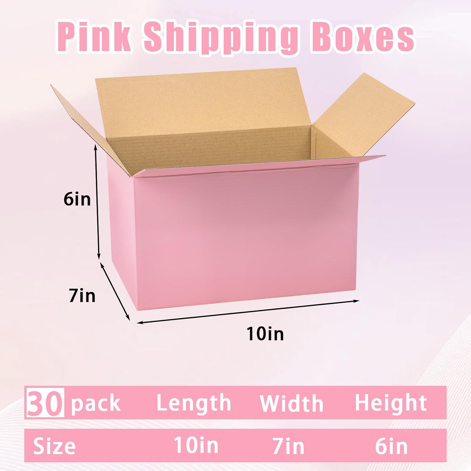 Alternative view of Pink Shipping Boxes 10x7x6 Inches, 30 Pack Mailer Boxes for Small Business, Corrugated Cardboard Boxes for Packaging, Shipping, Mailing