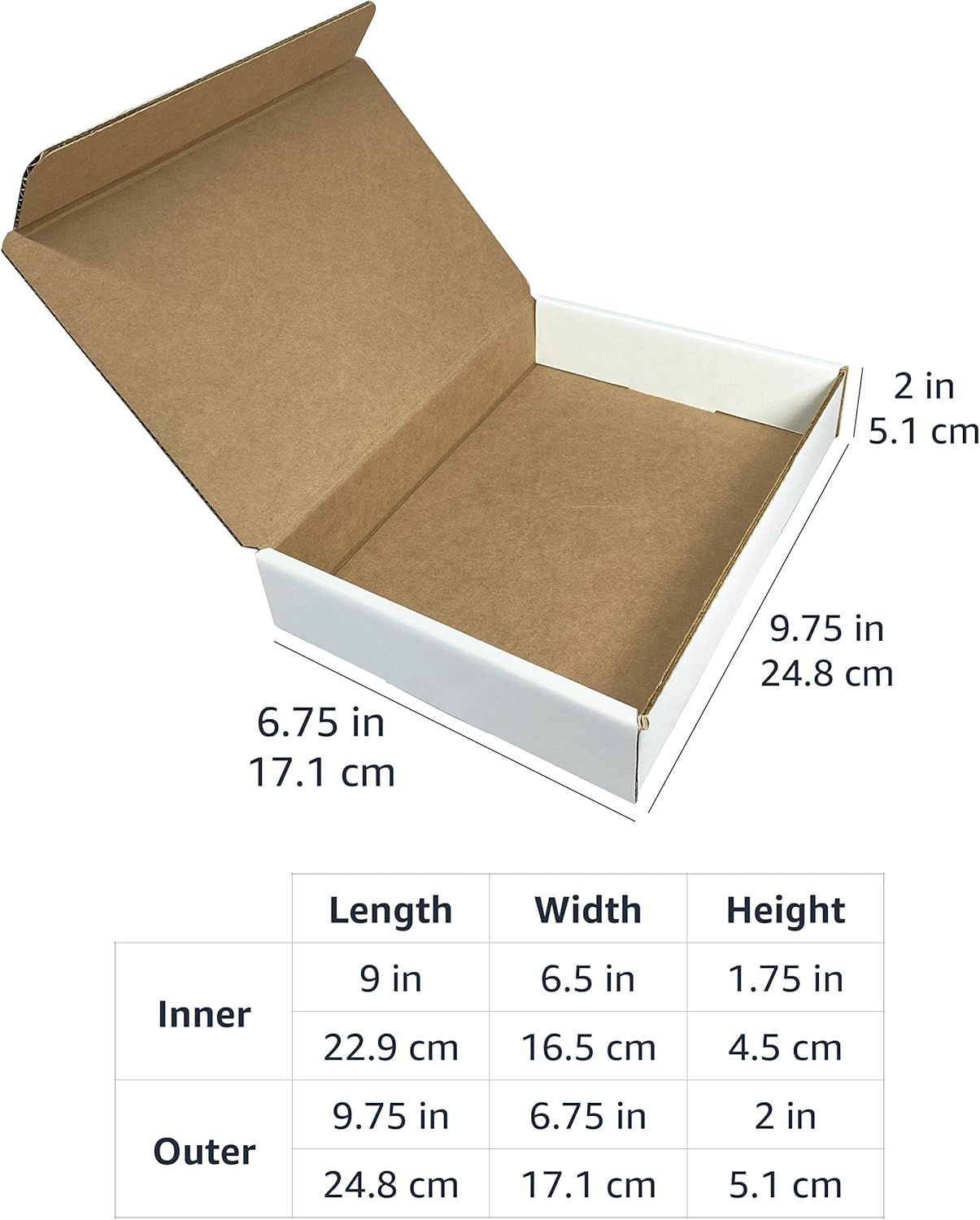 Alternative view of Amazon Basics Mailer Shipping Boxes - 9x6.5x2 inch, White, 50 Pack, Small Corrugated Cardboard Box