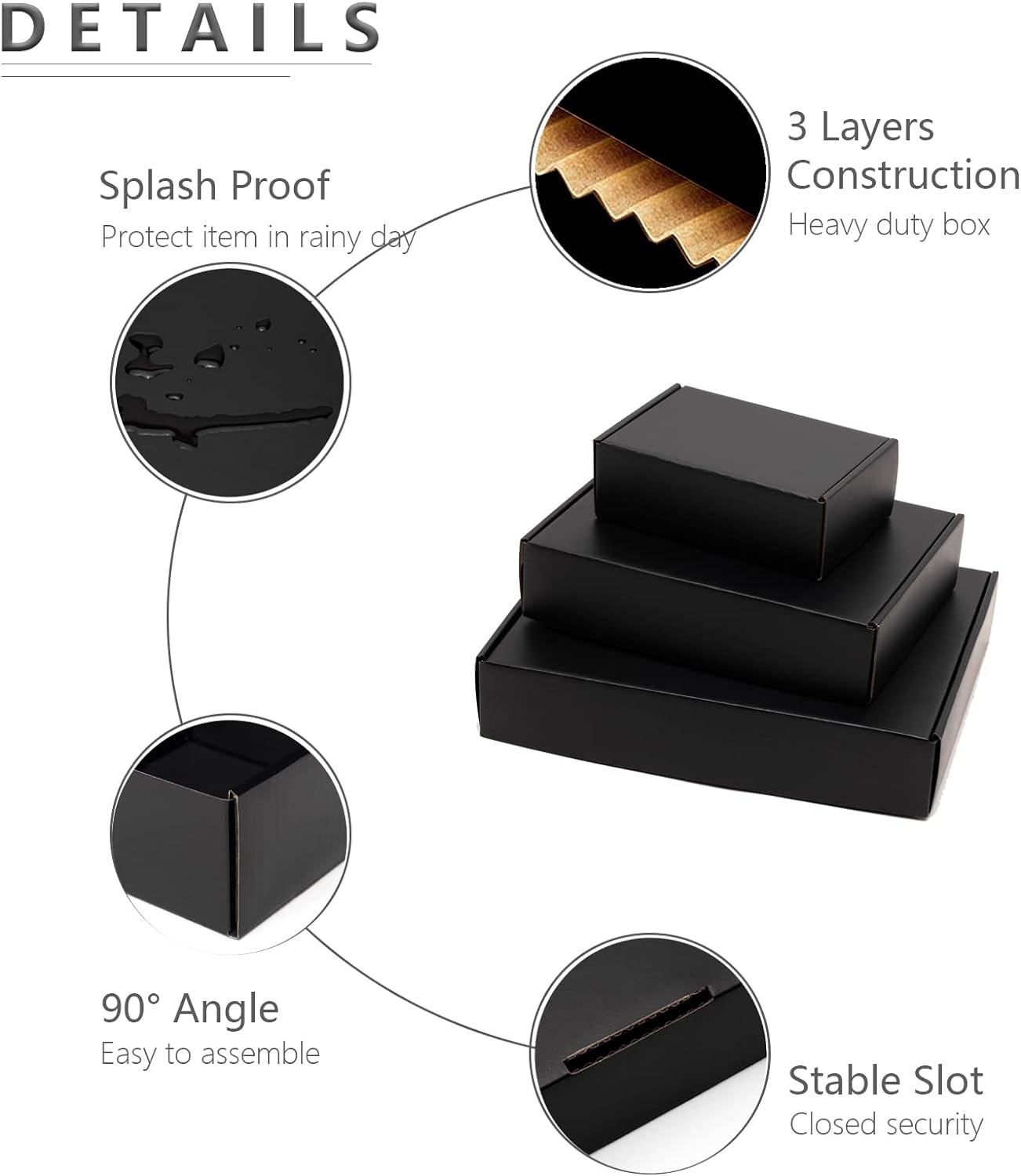 Timirog 9x6.5x2 Inches Black Shipping Boxes 25 Pack - Corrugated Cardboard Mailing Box for Small Business, Tab Locking Literature Mailer Packaging Supplies for Packing Digest Size Book Gifts Craft DVD - Image 4