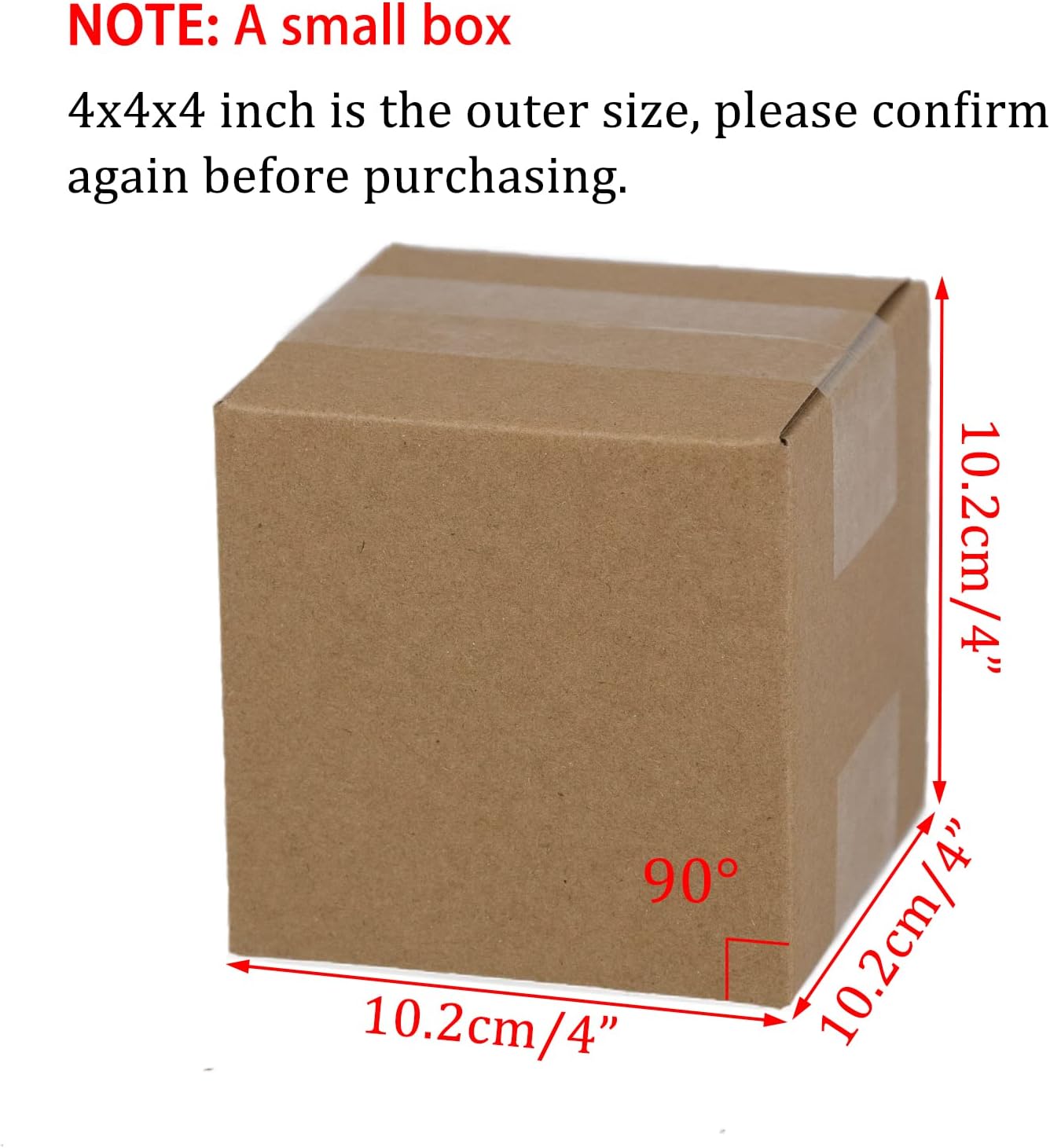 SUNLPH 50 Pack 4x4x4 Inches Shipping Boxes, Small Corrugated Cardboard Boxes for Mailing and Packing, Brown