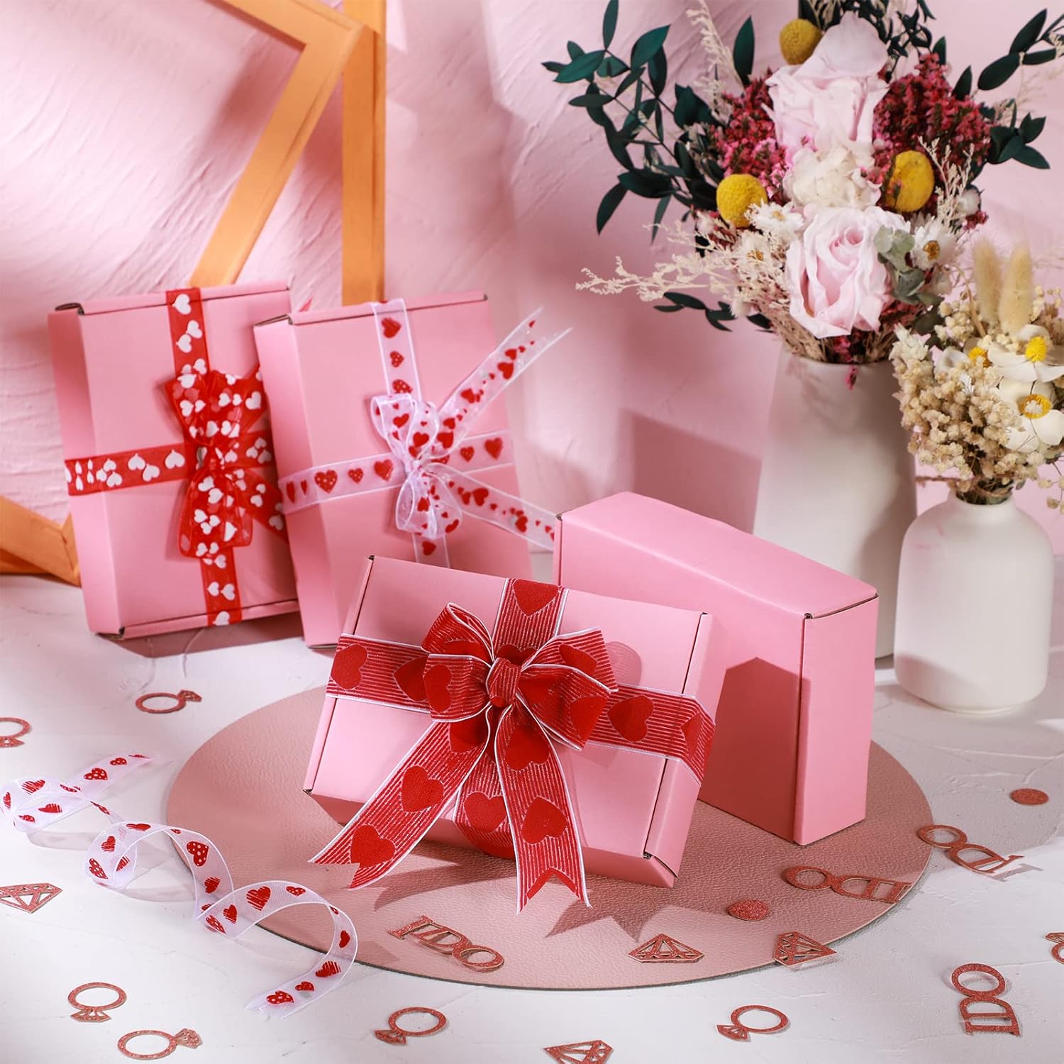 Spakon 50 Packs Shipping Boxes Cardboard Corrugated Mailer Packaging Boxes for Small Business Cute Small Box Cardboard Carton Box Mailers for Packaging Product(Pink,6 x 4 x 1.6 Inches)