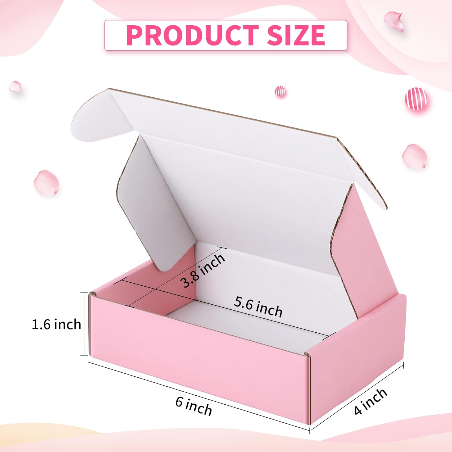 Alternative view of Spakon 50 Packs Shipping Boxes Cardboard Corrugated Mailer Packaging Boxes for Small Business Cute Small Box Cardboard Carton Box Mailers for Packaging Product(Pink,6 x 4 x 1.6 Inches)