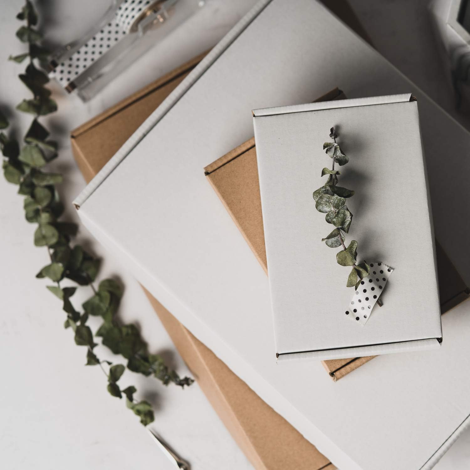 RUSPEPA Recyclable Corrugated Box Small Box Mailers - 6" x 4" x 1" - Cardboard Box Perfect for Shipping Small Mobile Phone Case - 50 Pack - White