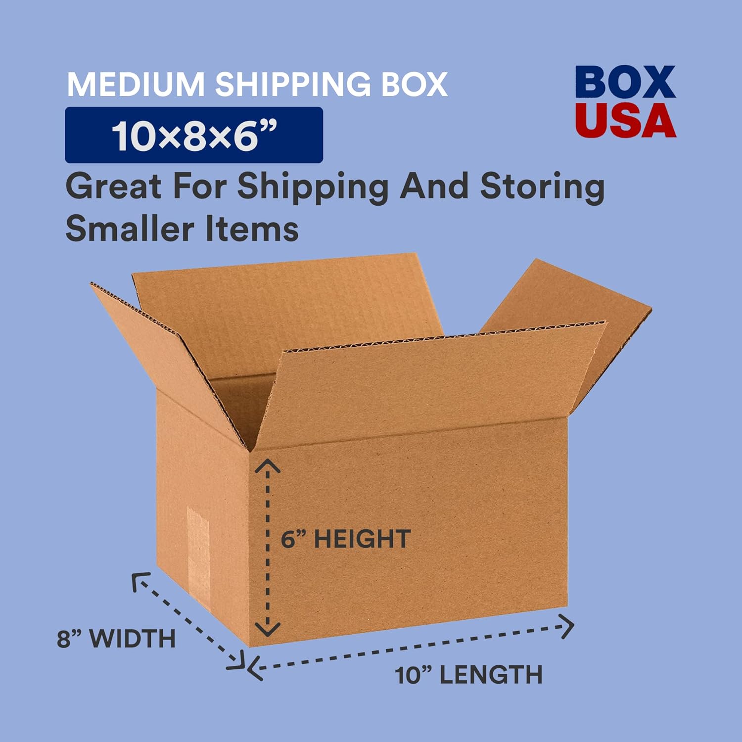BOX USA Shipping Boxes Small 10"L x 8"W x 6"H, 25-Pack | Corrugated Cardboard Box for Packing, Moving and Storage