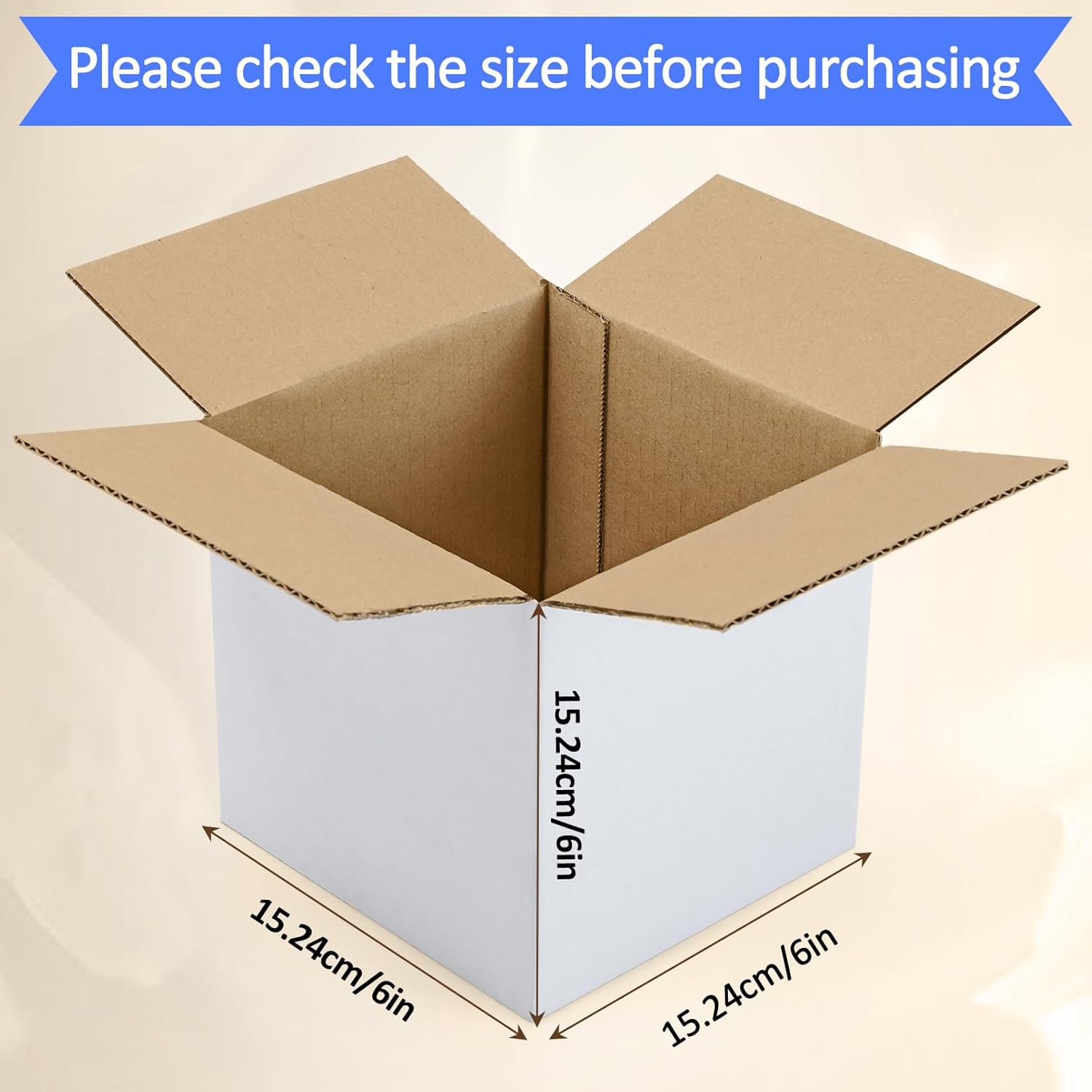 Alternative view of Gabotrie 25 Pack White Shipping Boxes, 6x6x6 Inch Small Corrugated Cardboard Box, 3-Layer Heavy Duty Cardboard Mailing Boxes for Mailing Packing Small Business