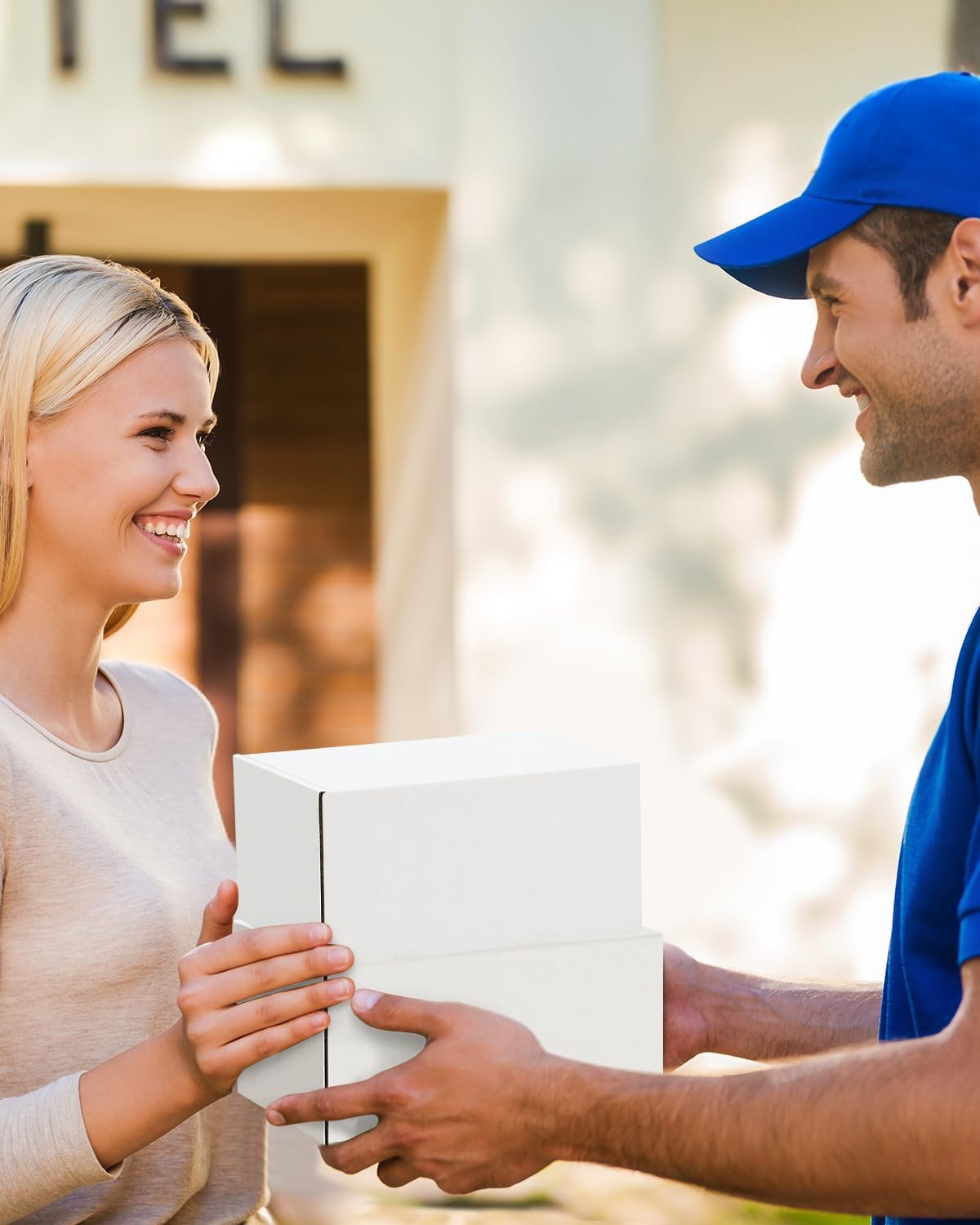 Poever Shipping Boxes 6x4x3 inches Small Mailing Boxes 50 Pack White Cardboard Corrugated Box Mailers