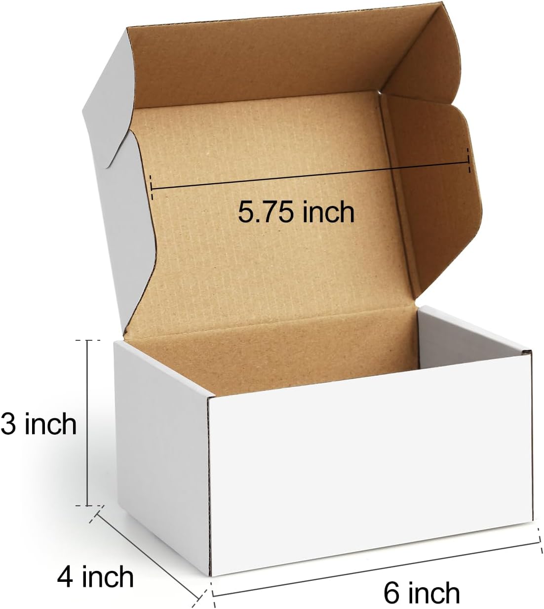 Alternative view of Poever Shipping Boxes 6x4x3 inches Small Mailing Boxes 50 Pack White Cardboard Corrugated Box Mailers