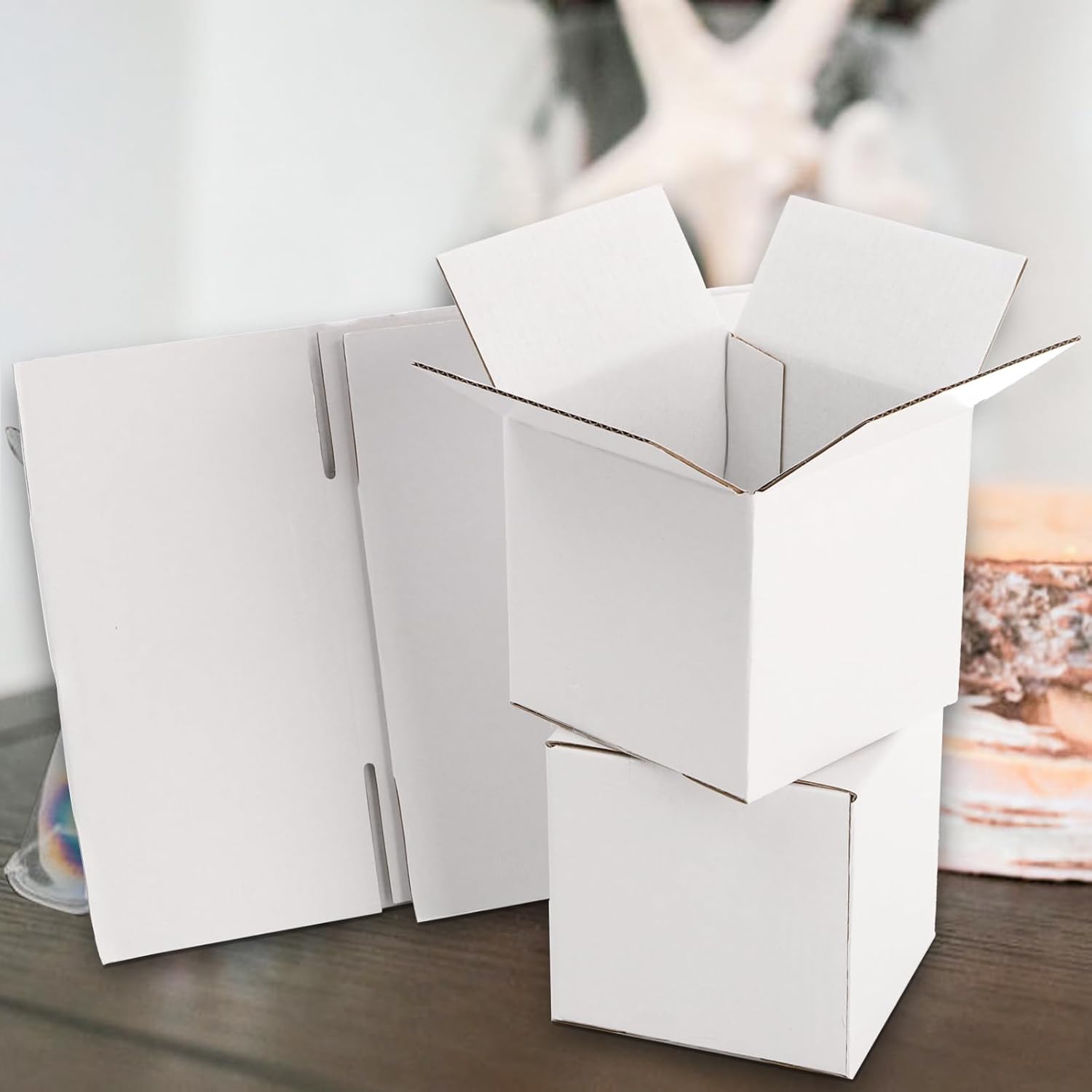 Peohud 40 Pack Small Shipping Boxes, 4 x 4 x 4 Inches White Corrugated Cardboard Box, Mailing Box for Shipping, Packing Storage, Gift Box, Recyclable - Image 7