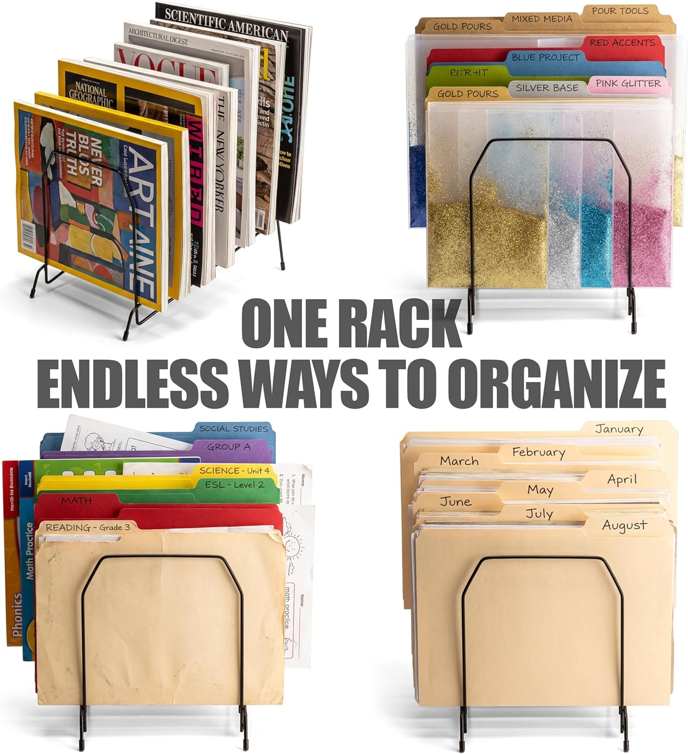 Alternative view of Officemate Large Incline 8 Compartment Wire Caddy, Black, 8.5 x 10.375 x 12.625 Inches