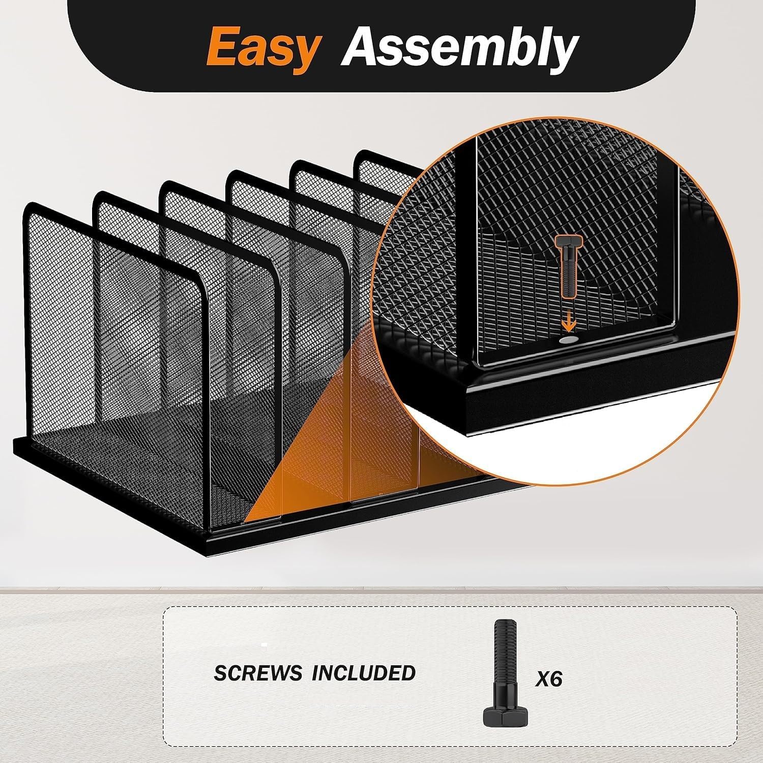 Alternative view of Kuntine.B Desk File Organizer 5 Sections Upright Mesh Desktop Organizer File Sorter Office Organization File Holder for Home, Office & Classroom