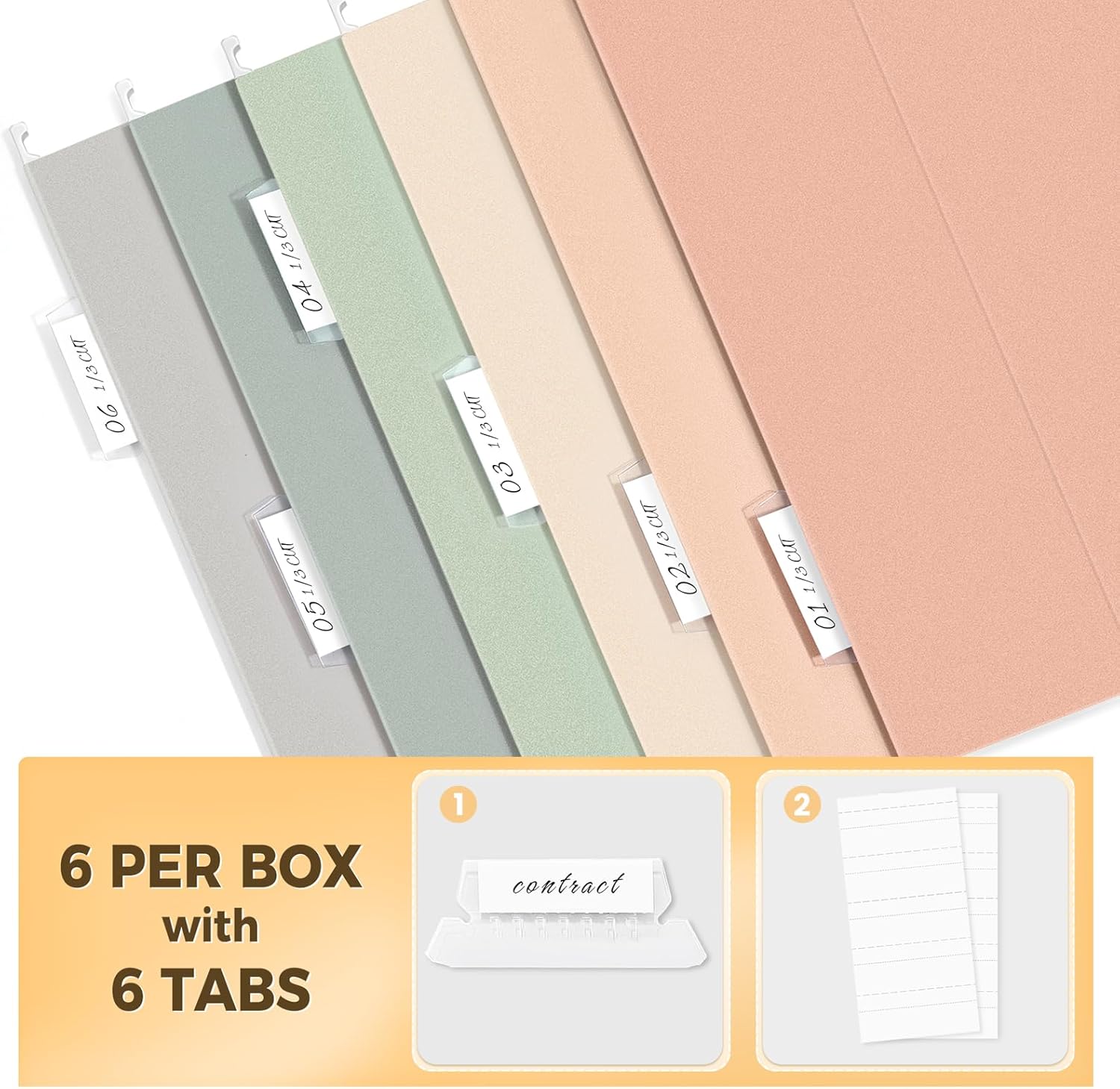 Alternative view of SUNEE Hanging File Folders, 6 Pack Letter Size Hanging File Folders with 1/5-Cut Tabs, Ideal for Home and Office Organization and Papers Classification,Morandi Colors