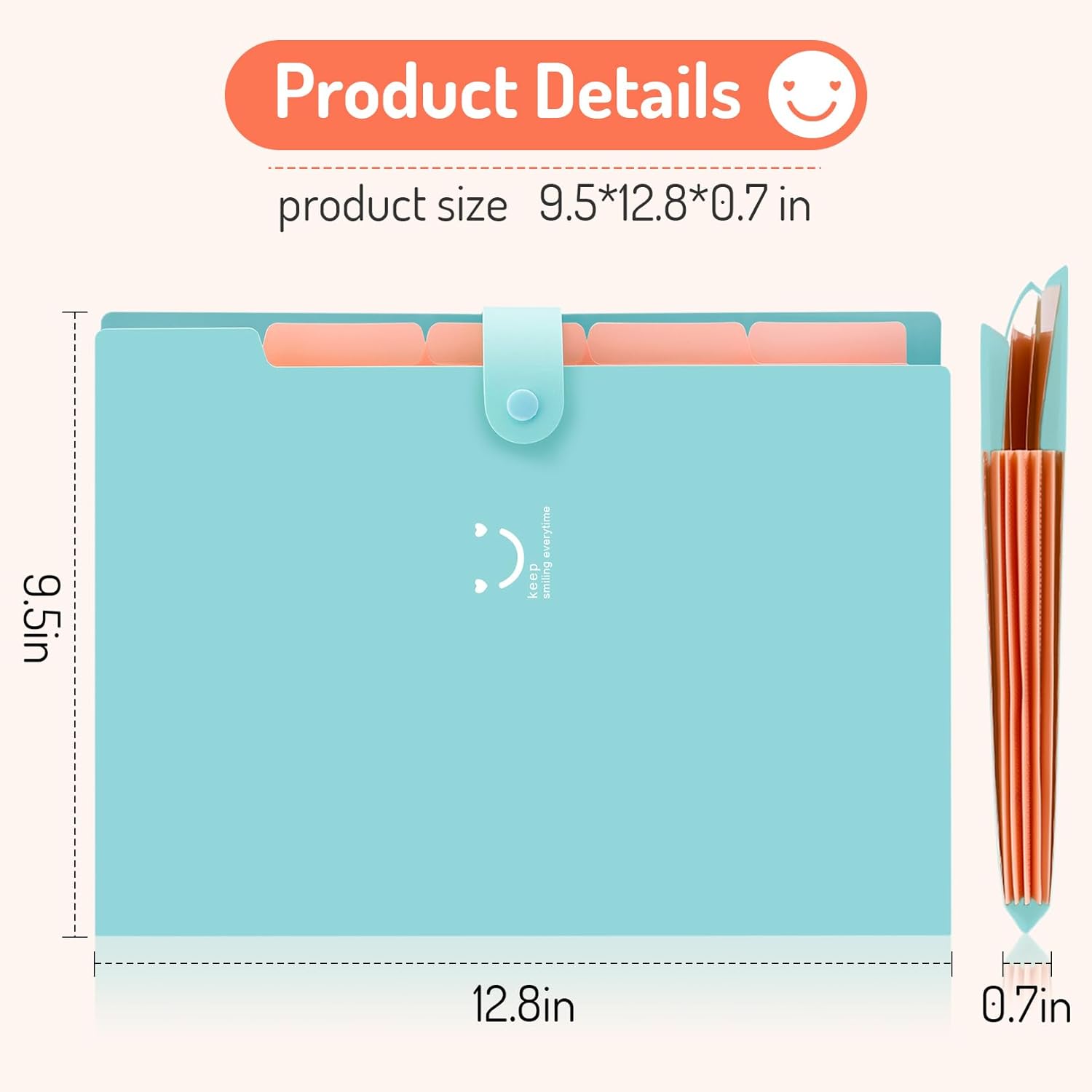 Forvencer Accordion File Organizer, Letter Size, Expanding File Folder, Cute File Folder with Labels, Portable File Organizer for School Office Supplies, Folders for Documents, Jade