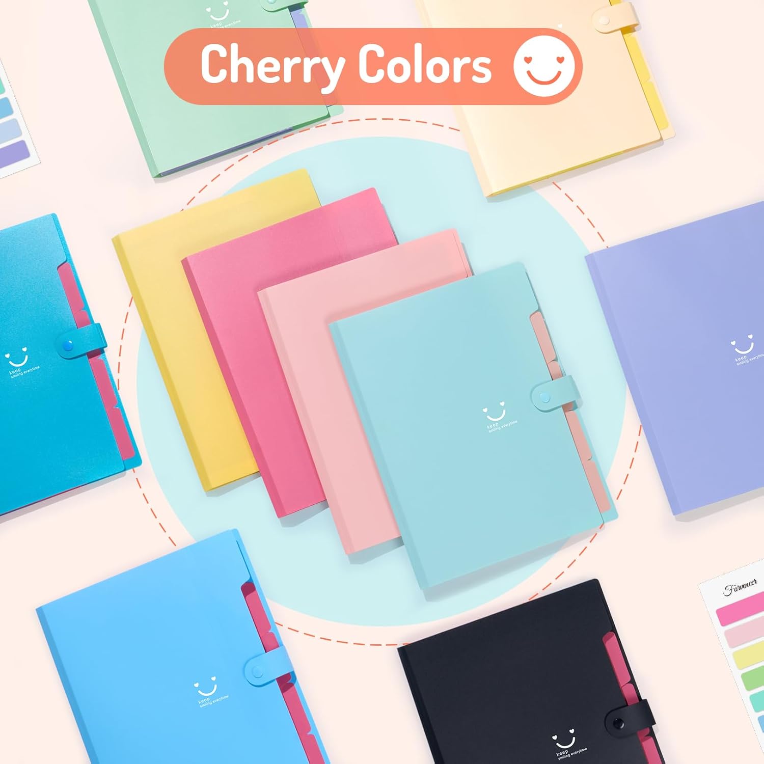 Alternative view of Forvencer Accordion File Organizer, Letter Size, Expanding File Folder, Cute File Folder with Labels, Portable File Organizer for School Office Supplies, Folders for Documents, Jade