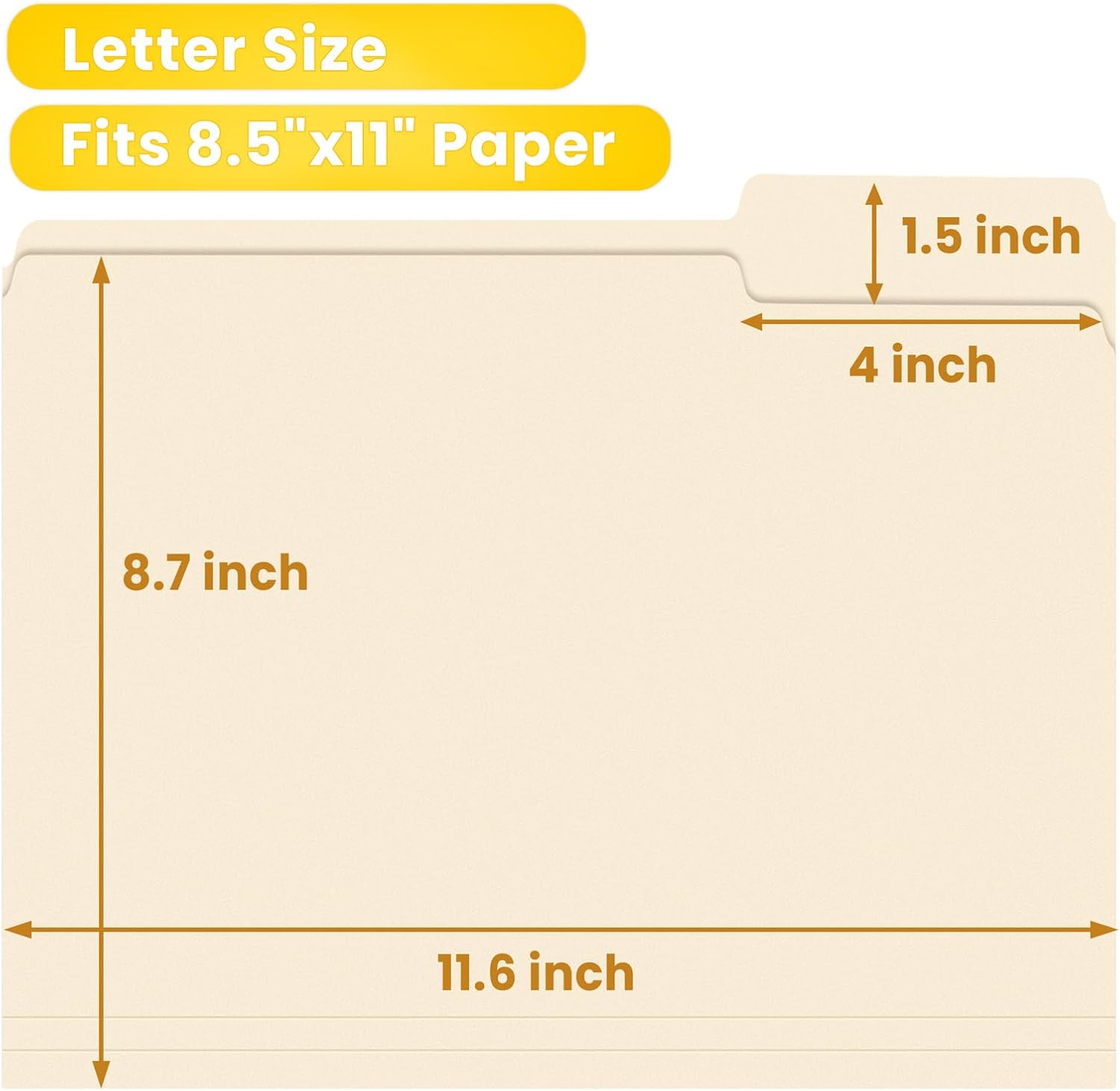 Alternative view of SUNEE File Folders, 150 Pack Manilla Folders 8.5 x 11, 1/3 Cut Tab for Easy Labeling and Organization, Durable Standard Paper for Home, Office, School Filing