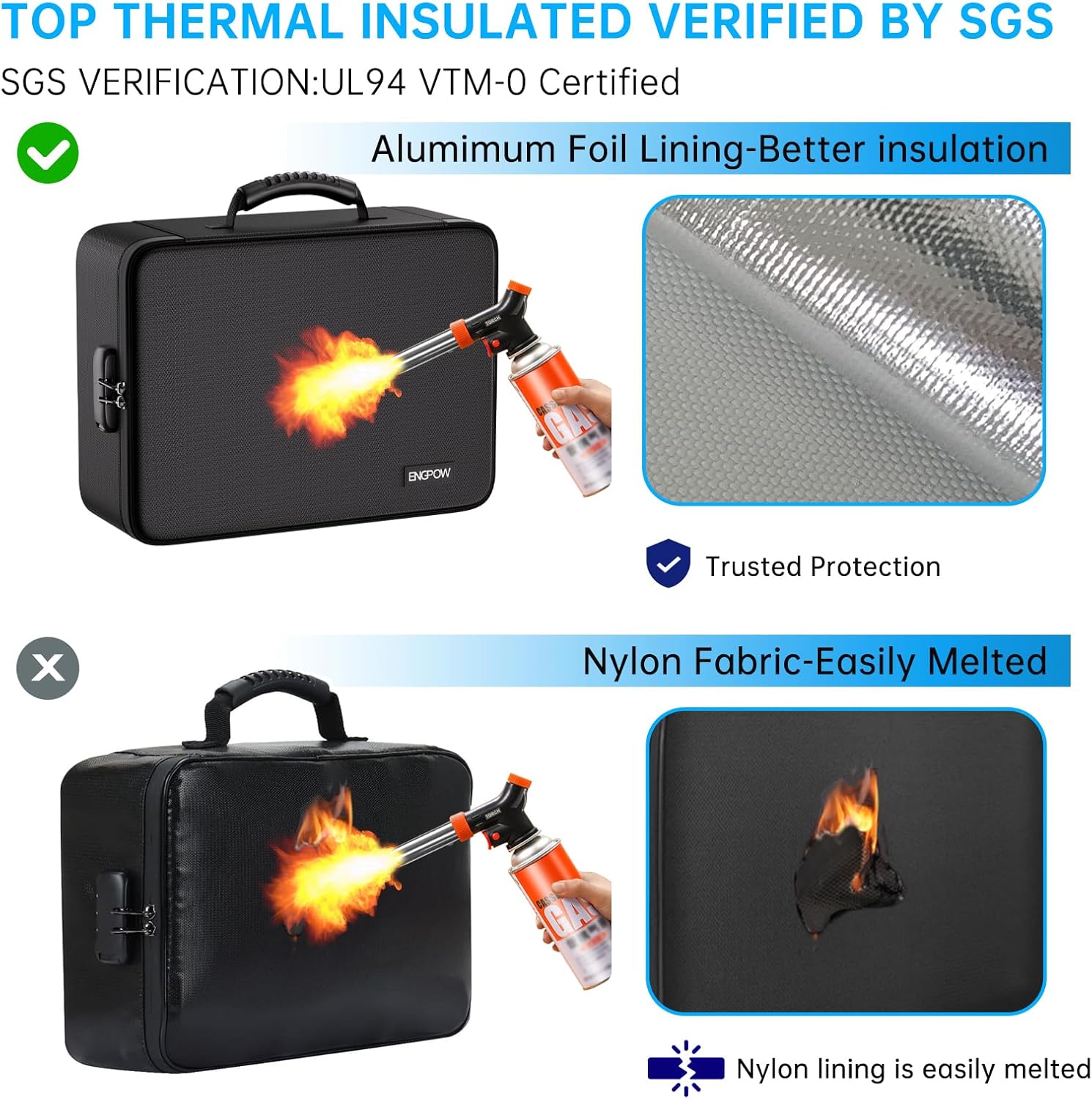 Alternative view of ENGPOW Fireproof File Organizer Bag with 13 Colorful Pockets Accordion File Folder,5200℉ Document Organizer Box with Lock&Labels,Multi-Layer Portable Home Safe Storage for Important Documents,Files