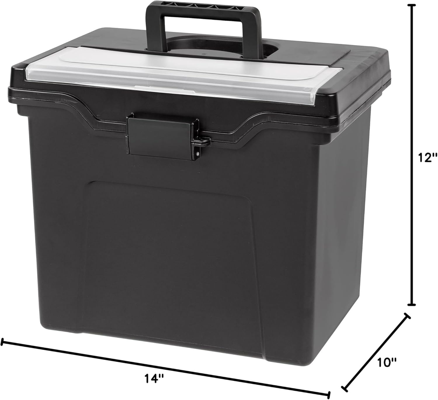Alternative view of IRIS USA File Box with Lid File Organizer for Letter File w/Organizer-Lid, Plastic Mobile Filing Organizer, Water Resistant Document Box, Portable File Box with Handle, Secure Buckle, Lockable, Black