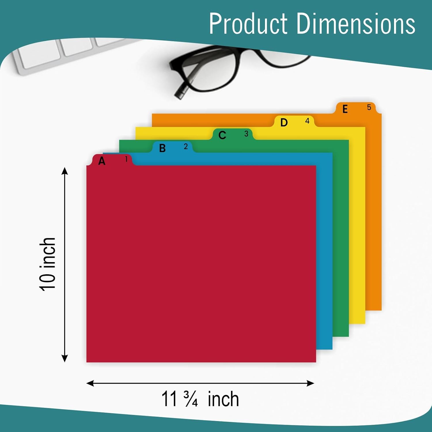 EXTRIC Alphabetical File Organizer, 25 Alphabet Dividers with Tabs for File Cabinet and Desk Organization Standard Letter Size A-Z Filing Dividers, 5 Assorted Colors with 1/5 Cut Tab Positions