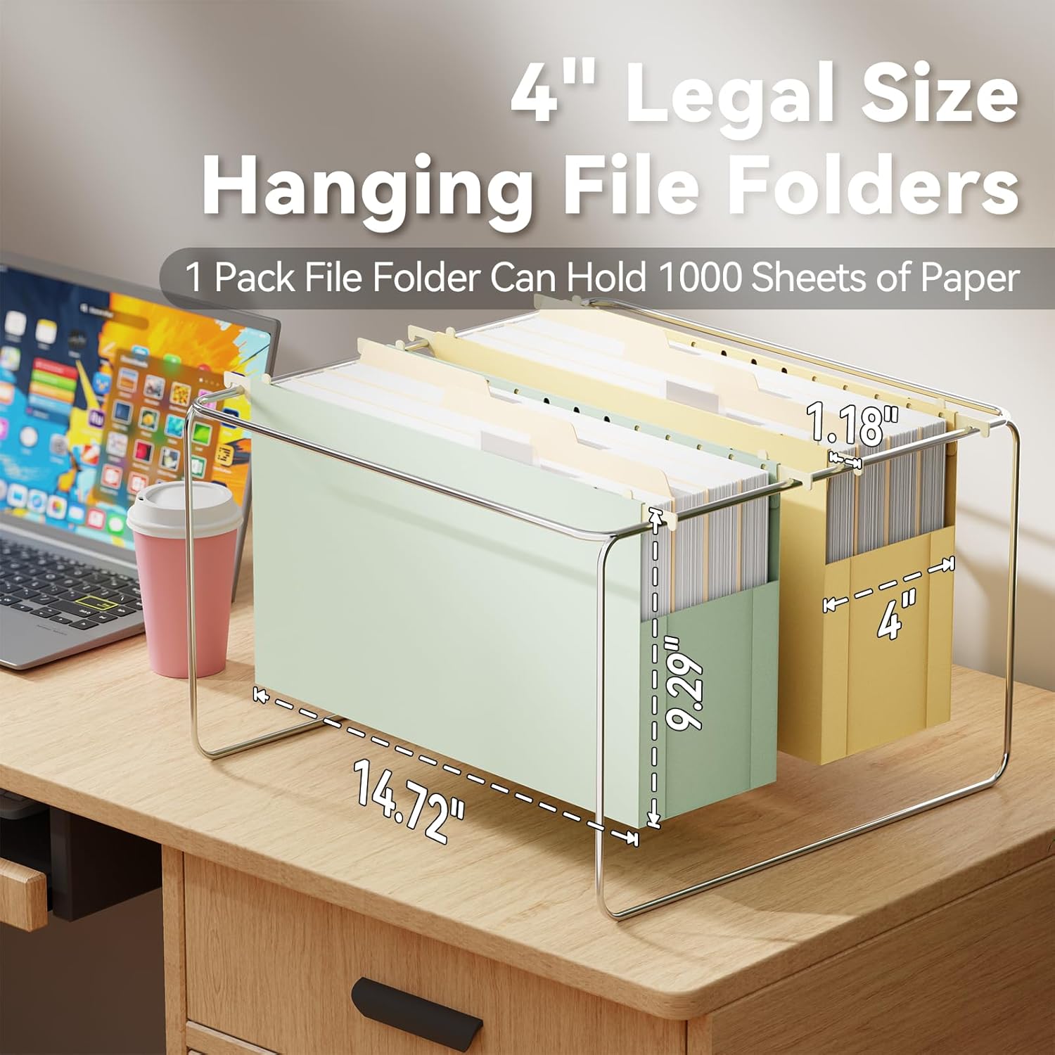Alternative view of Ansook Hanging File Folders Legal Size Extra Capacity,Heavy Duty 4" Expanding Legal File Folder Hanging with Tabs,6 Pack Plastic Filing Cabinet Folders,Hanging File Organizer for Office Home School