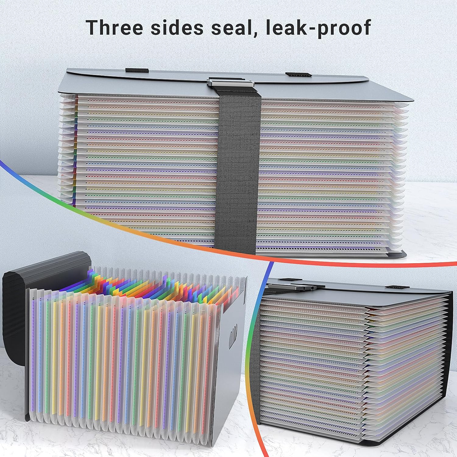 Alternative view of TOPCJ File Organizers with Handle,25 Pockets Accordion File Organizer,Portable Expanding File Folder for Receipt,Bill, A4/Letter Size Paper,Documents,a-z Tabs Included in Filing Folder Frosted