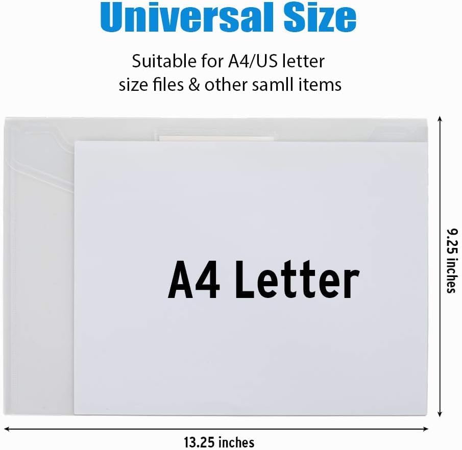 Sooez 50 Pack Plastic Envelopes Poly Envelopes, Clear Document Flie Folders US Letter A4 Size File Envelopes with Label Pocket for School Home Work Office Organization, Clear