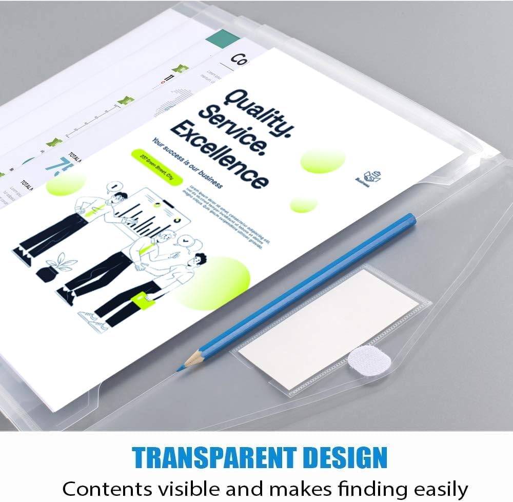 Alternative view of Sooez 50 Pack Plastic Envelopes Poly Envelopes, Clear Document Flie Folders US Letter A4 Size File Envelopes with Label Pocket for School Home Work Office Organization, Clear