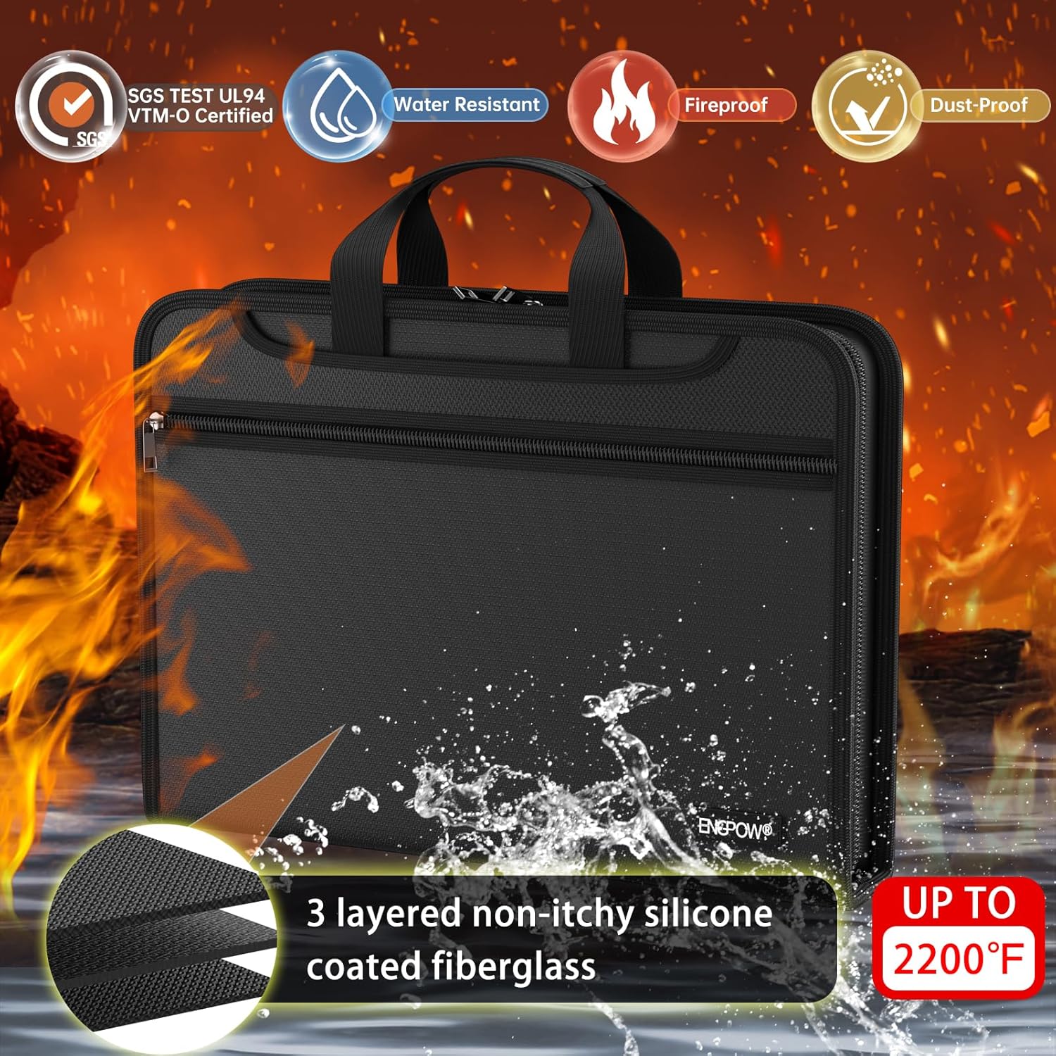 Alternative view of ENGPOW Accordion File Organizer,Fireproof Expanding File Folder with Colorful Pockets,25 Pockets Document Organizer with Handle & Labels,Portable Home Travel Safe Storage for Letter A4 Files,Black