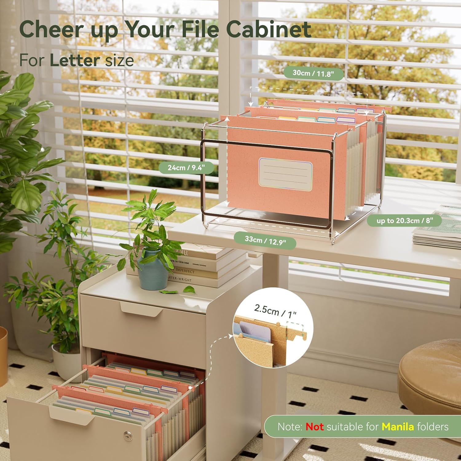 Alternative view of EcoStash Wheat Straw Expanding Hanging File Folders,1.2" Accordion Pockets File Organizer, Large Capacity,Letter Size for Filing Cabinet,100% BPA Free, Return to Nature, Healthy Living-Strawberry Pink