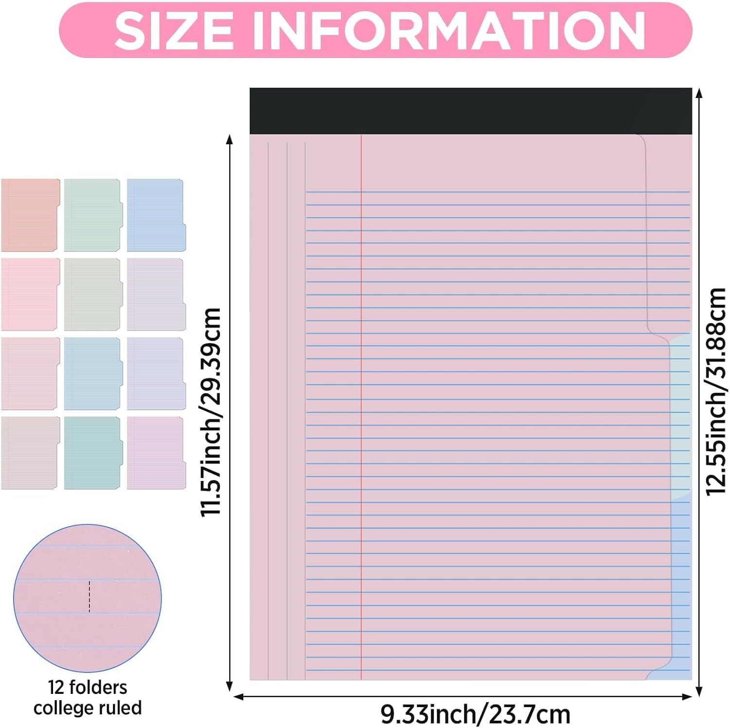 party greeting 12 Colors File Folder Notepad 2.6 Inch Expansion-Pack of 12-9.5 x 12.5 Inch Notebook Folders Organizer for File Filing, Document, Clipboard Organization for Office Home School-Pastel