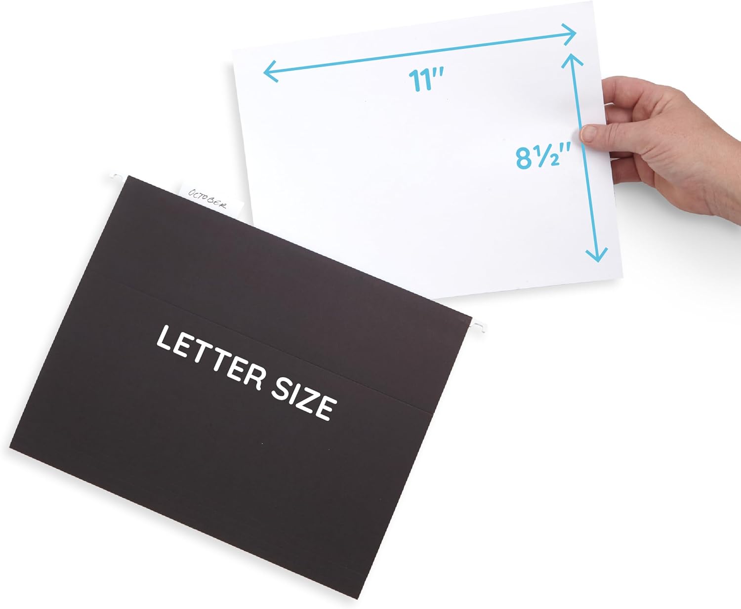 Blue Summit Supplies 50 Hanging File Folders, 50 Reinforced Hang Folders, Designed for Home and Office Color Coded File Organization, Letter Size, Black, 50 Pack