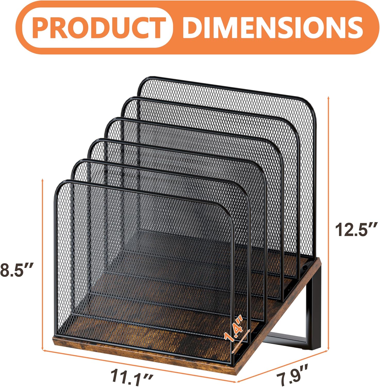 Alternative view of Piskyet Vertical File Organizer, 5-Section Vertical File Folder Holder Stand,Metal Mail Paper Chromebook Organizer for Teacher Desk Office Classroom Desktop Organization（Inclined）