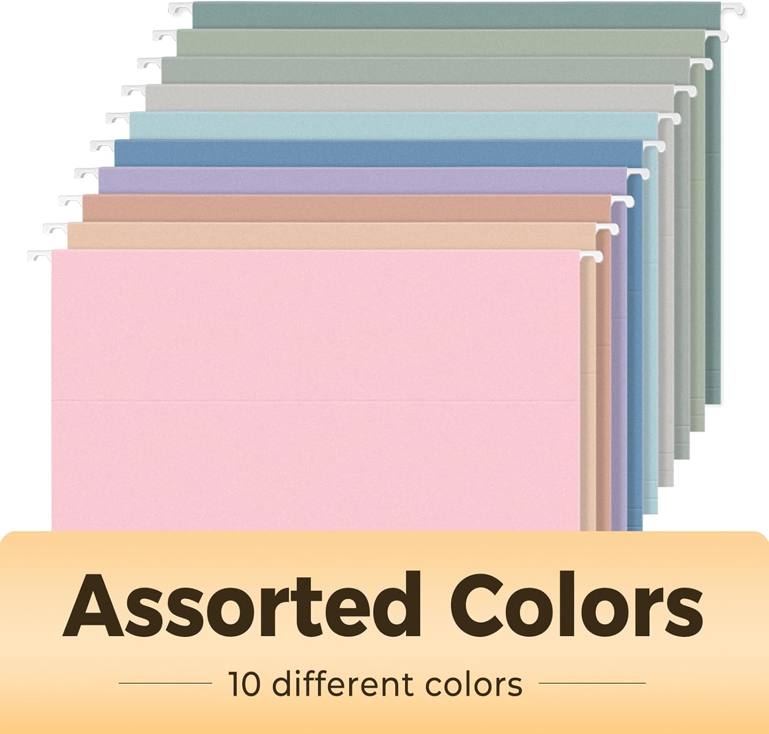 Alternative view of SUNEE Hanging File Folders, 50 Pack Letter Size Hanging File Folders with 1/5-cut Tabs, Stay Organized for Your Home and Office Bulk File, Documents and Paper, 10 Pastel Colors