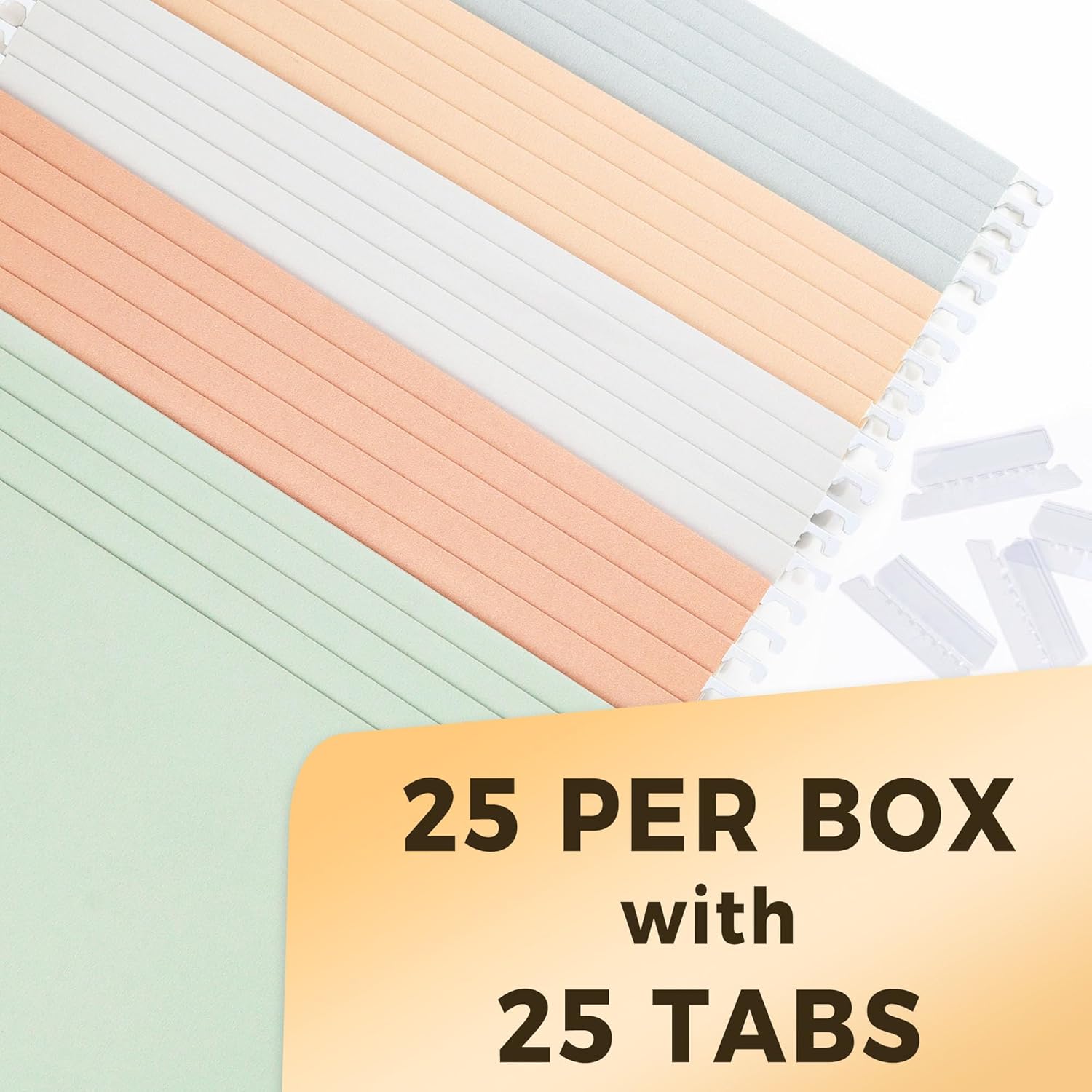 Alternative view of SUNEE 25 Count Hanging File Folders, Pastel Colors, Hanging File Folders Letter Size, Hanging Folders with 1/5-cut Tabs, Designed for Bulky Files, Filing Cabinets, Medical Charts