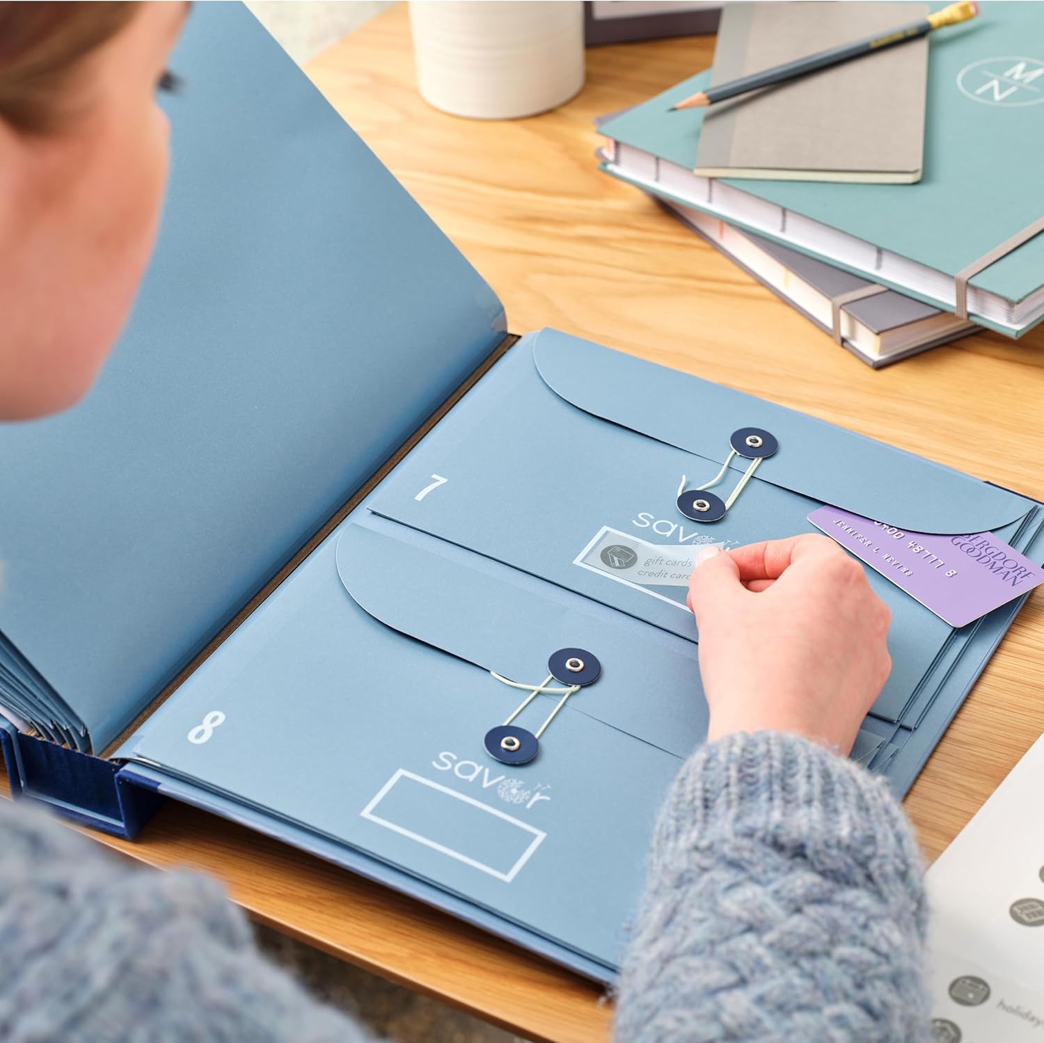 Savor | The Folio™ Document Organizer 2025 Edition | Premium Life Binder Acid-Free Custom Dyed Cloth-Bound Accordion Organizer w/ 10 Expandable Pockets | File Folders for Home Organization (Slate)