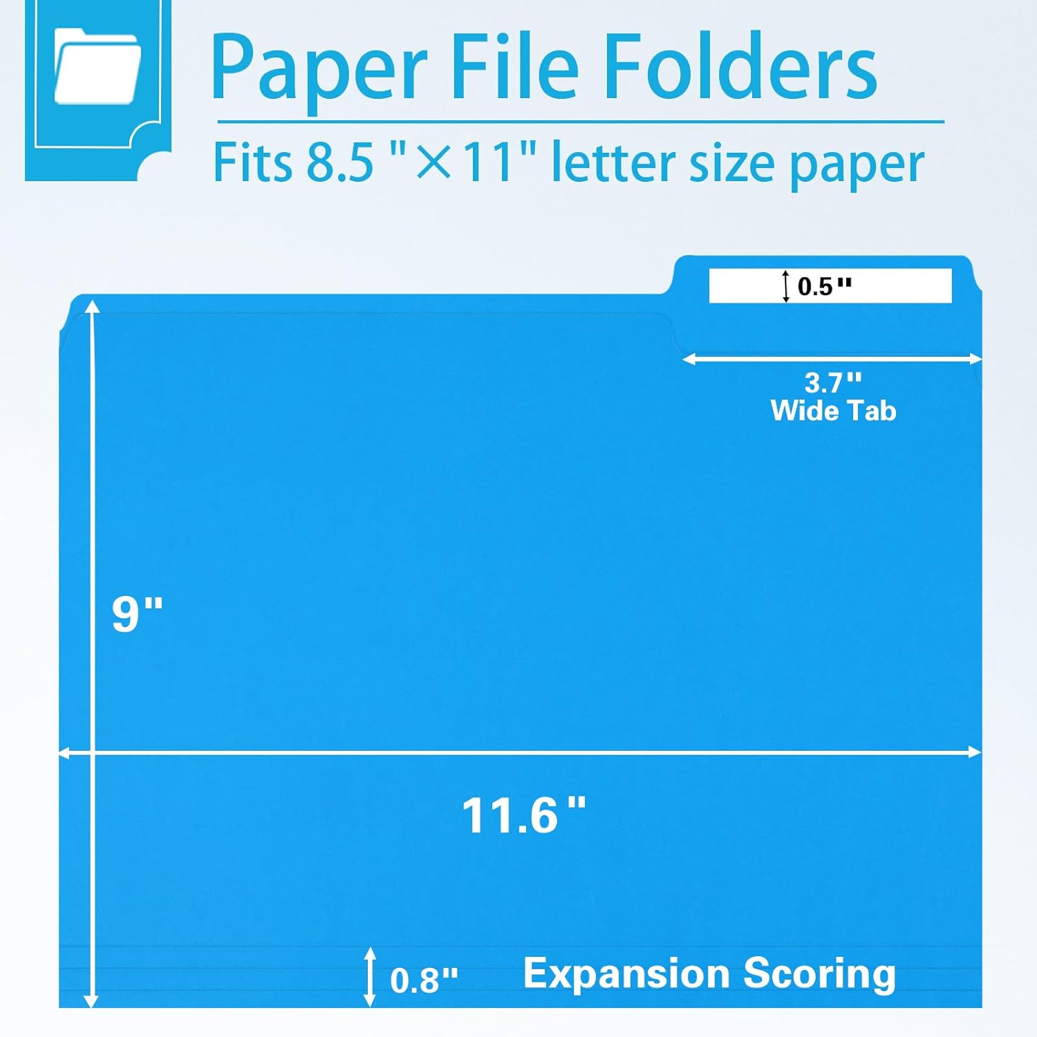 Alternative view of File Folder, RAZCC 150 Pack 1/3 Cut Tab Colored File Folders, File Folder Letter Size for Office Classroom Use, Assorted 5 Colors Folders with Tabs
