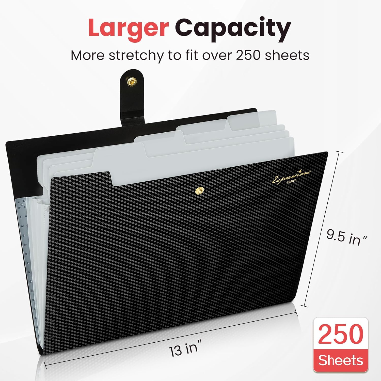 Alternative view of Sooez Accordion File Organizer, Letter Size Expanding File Folder with Labels, Cute Folders for Documents, Portable Paper Bill Receipt Organizer for Home School Office Supplies, Black