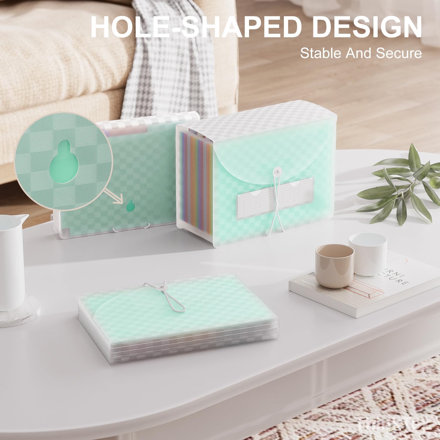 Alternative view of ThinkTex Accordion File Organizer, 26 Pockets Expanding File Folders, Monthly Bill Receipt Documents Organizer, A-Z Colorful Tabs, Letter/A4 Size - Green