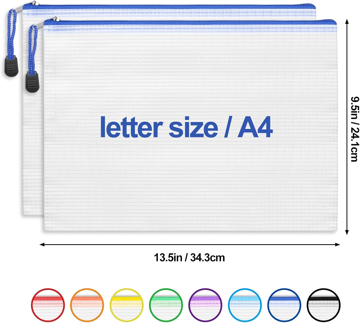 Alternative view of EOOUT 24pcs Mesh Zipper Pouch Bags, A4 Zipper Bags for Organizing Storage, Waterproof Zipper Pouches, Letter Size, File Bags for School, Toys, Puzzle, Board Games and Office Supplies