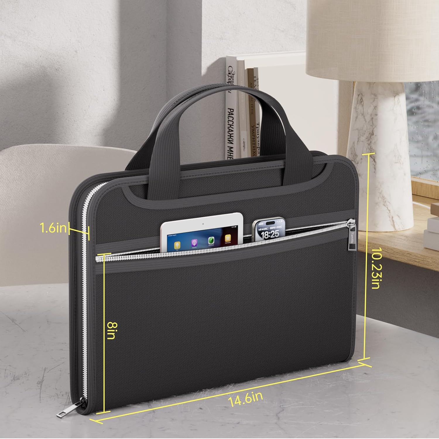 Alternative view of Tamfile Fireproof Accordion File Organizer with Handle, 13 Pocket Transparent Expanding File Folder with Zipper & Labels, File Folder with Multi-Pockets Paper Organizer Folder for Letter A4 Files