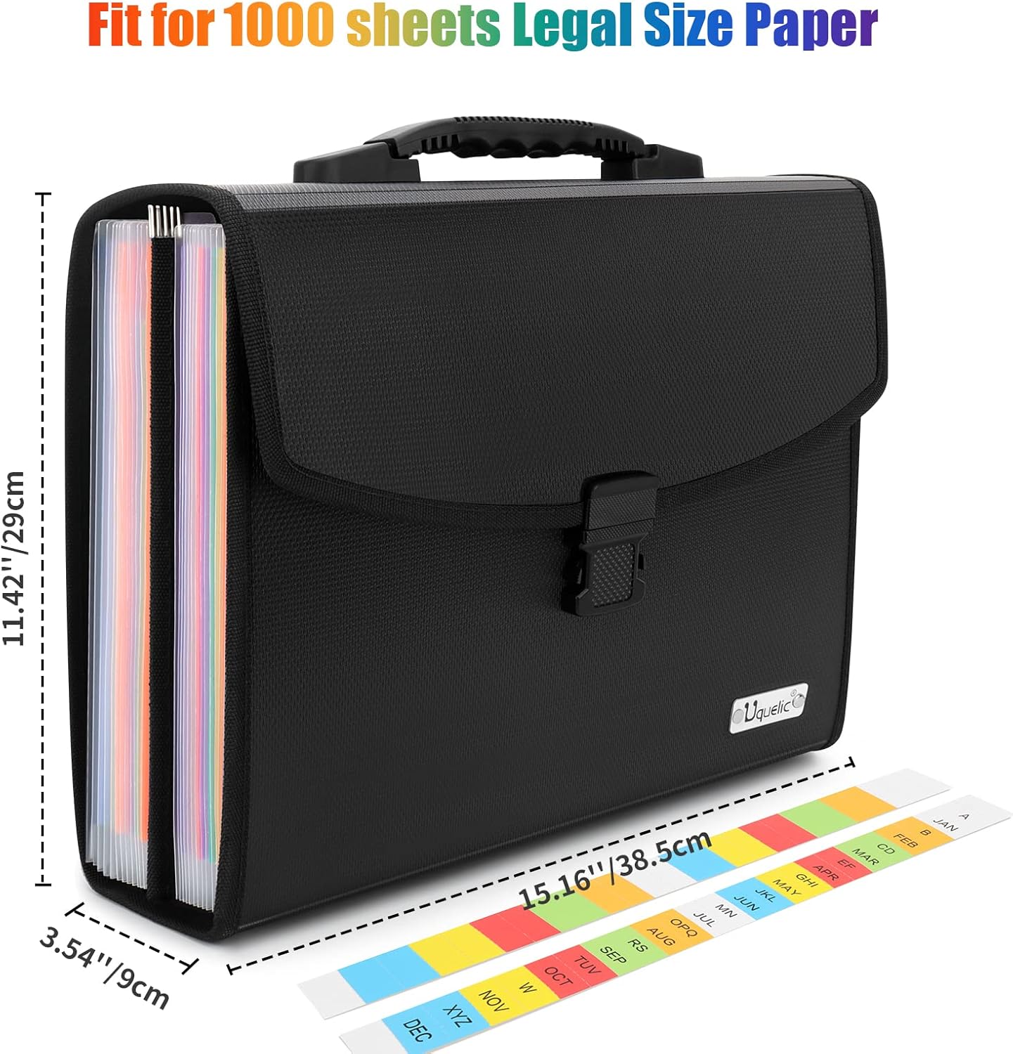 Alternative view of Uquelic 26 Pockets Expanding File Folder - Accordion Savor Document Organizer Folio Upgraded Durable Buckle, Base with Ergonomic Portable Handle/Large Legal Size Expandable File Organizer