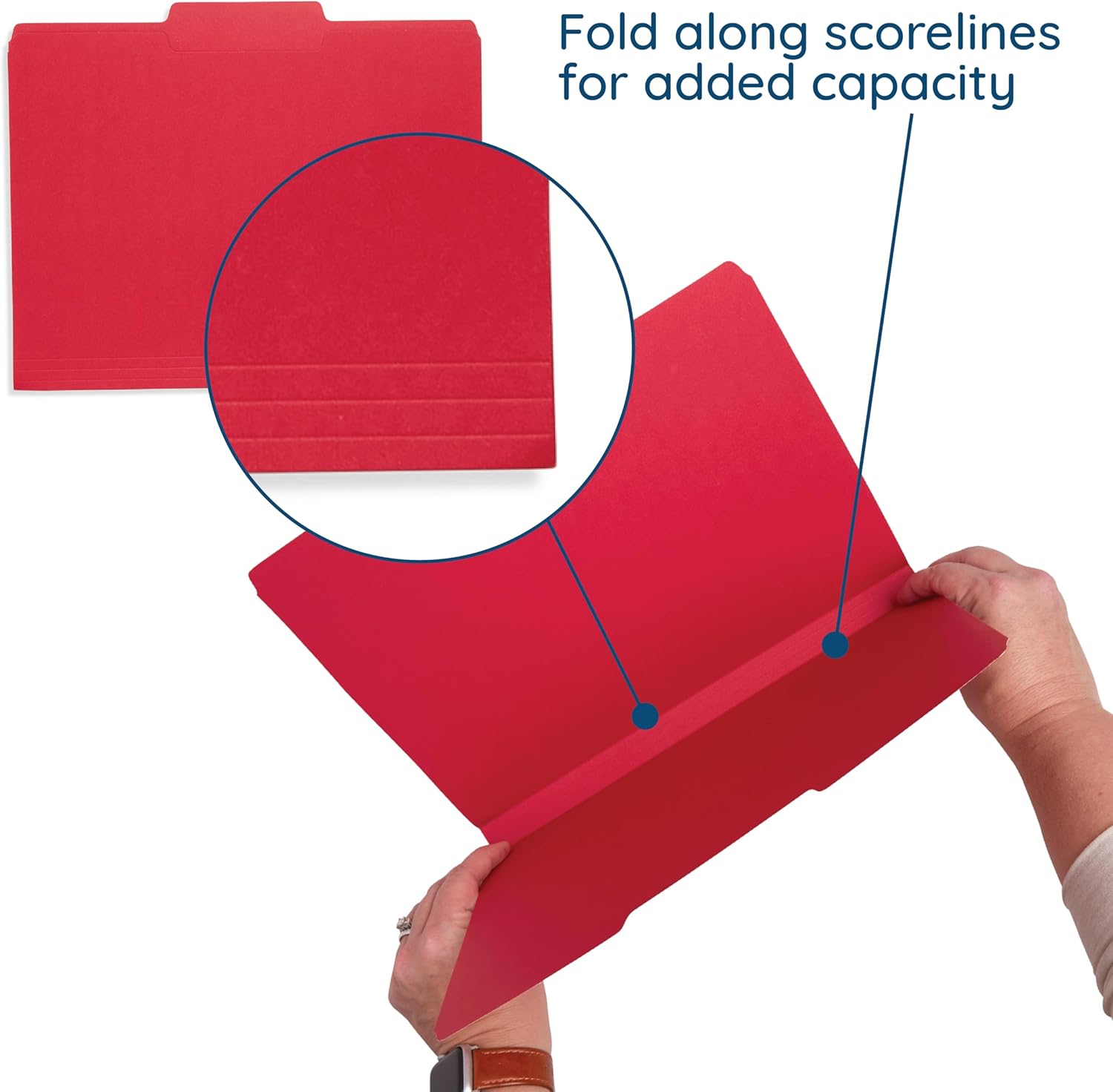 Blue Summit Supplies Red File Folders - Letter Size, 1/3 Cut Tabs, Durable 11pt Paper, Uncoated Red, Office & Home Organization