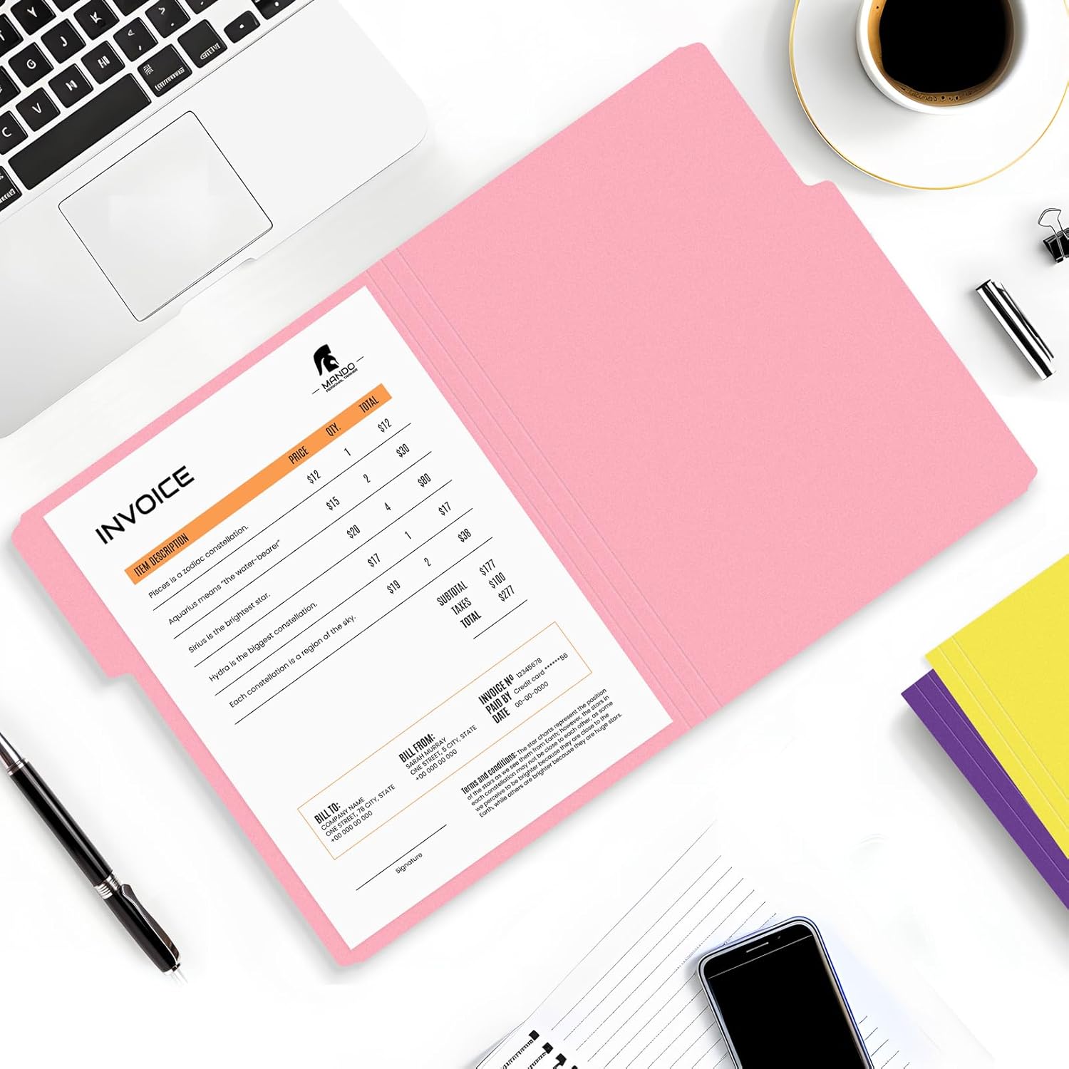 SUNEE File Folders, 30 Pack Manilla Folders 8.5 x 11, Colored File Folders Home Office School Supplies for Documents Files Paper, 6 Assorted Colors