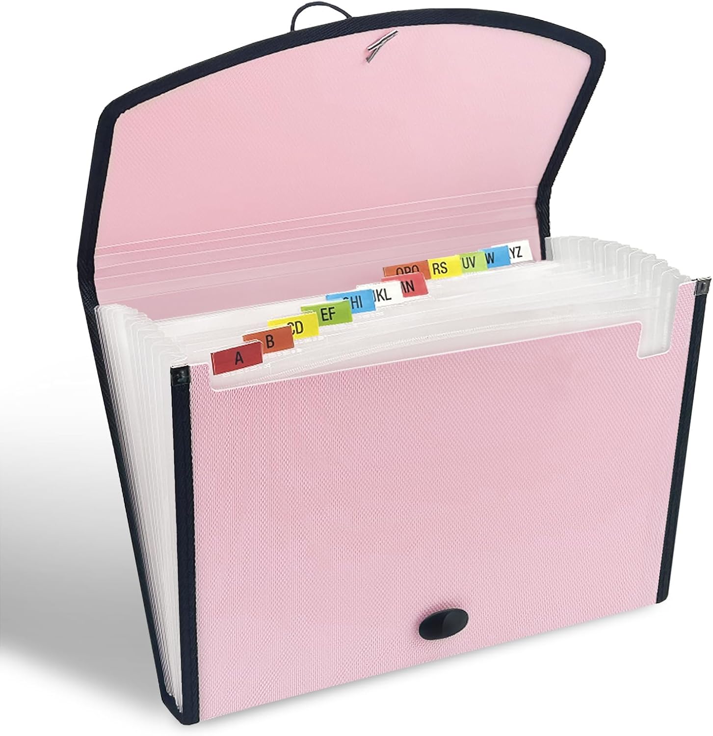 Alternative view of H4D 13-Pocket Accordion File Organizer with Mesh Pocket, Expanding File Folder with Tabs, Expandable Document Organizer for Home Office School, Letter Size, Light Pink