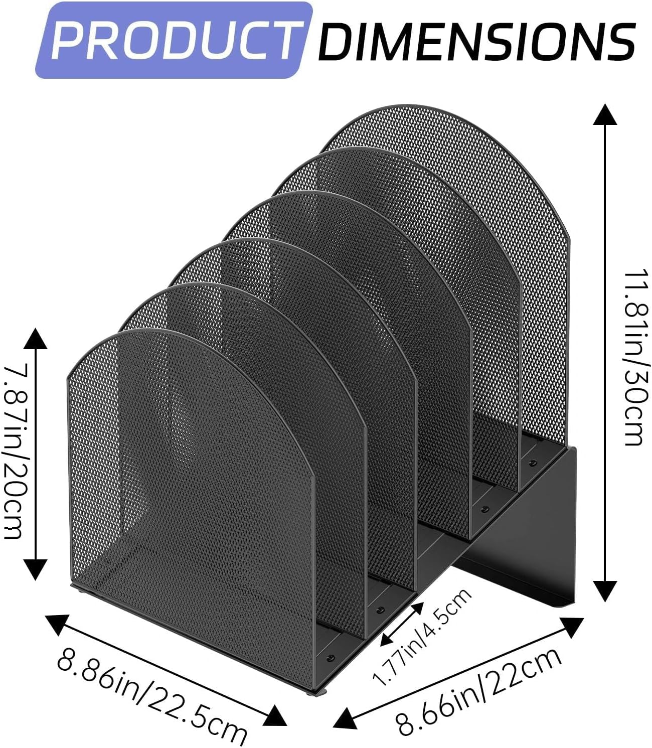 Alternative view of ReePlan 5-Section Desk File Organizer, Vertical File Organizer for Desk, Mesh Folder Holder Mail Sorter for Home Office School, Black