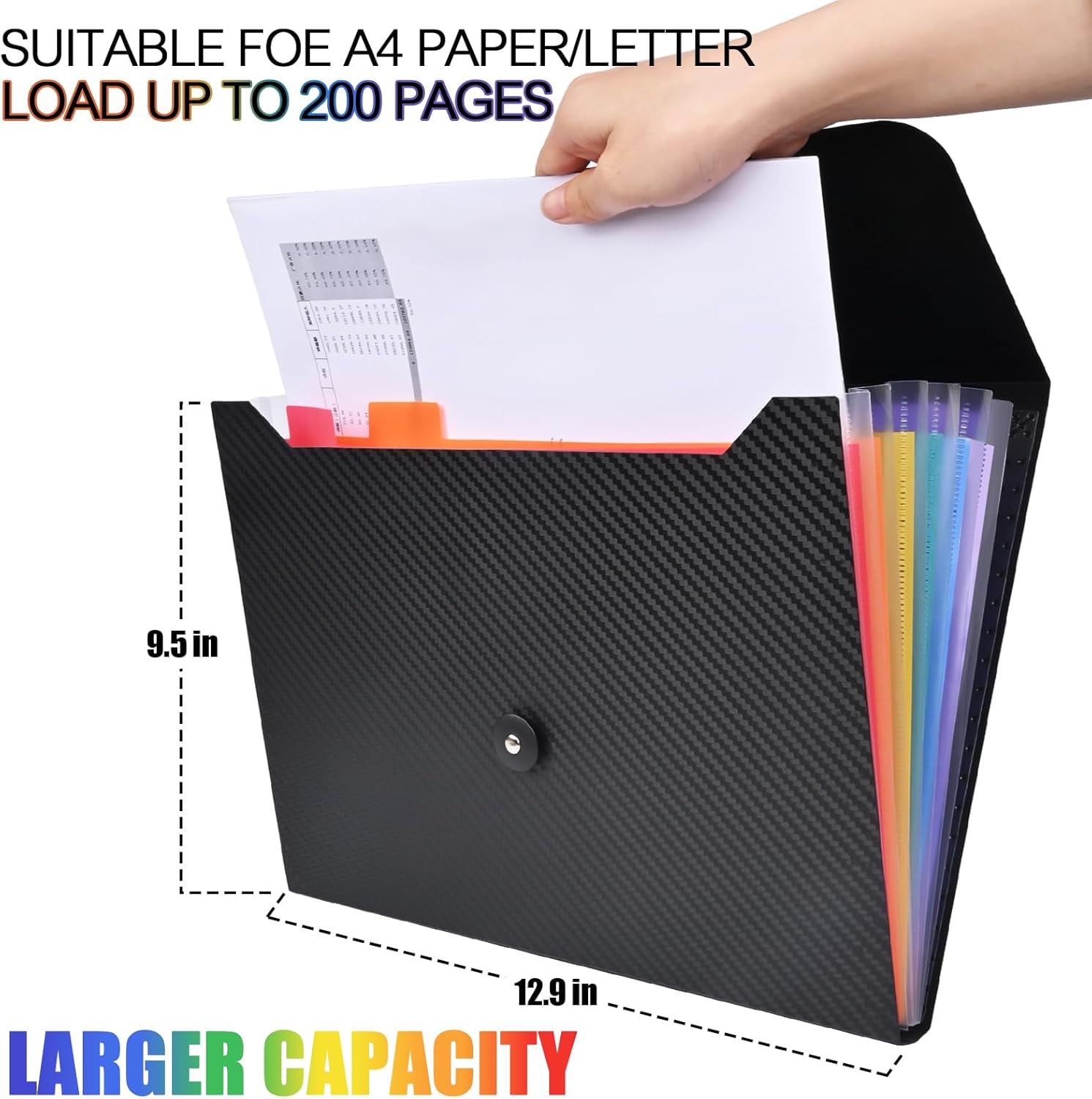 Accordion Folder Expanding File Folder, 7 Pockets Accordion File Organizer, A4 Letter Size Paper Document Receipt Organizer Accordian Filing Folder for Classroom, Home, Office and Travel