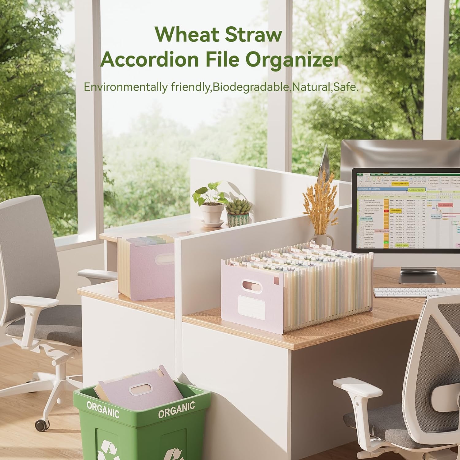 EcoStash 26 Pockets Accordion File Organizer, Wheat Straw File Folders, Upright&Open Top, A-Z Bill Receipt Organizer, 100% BPA Free, Return to Nature, Letter/A4 Size - Lavender Purple