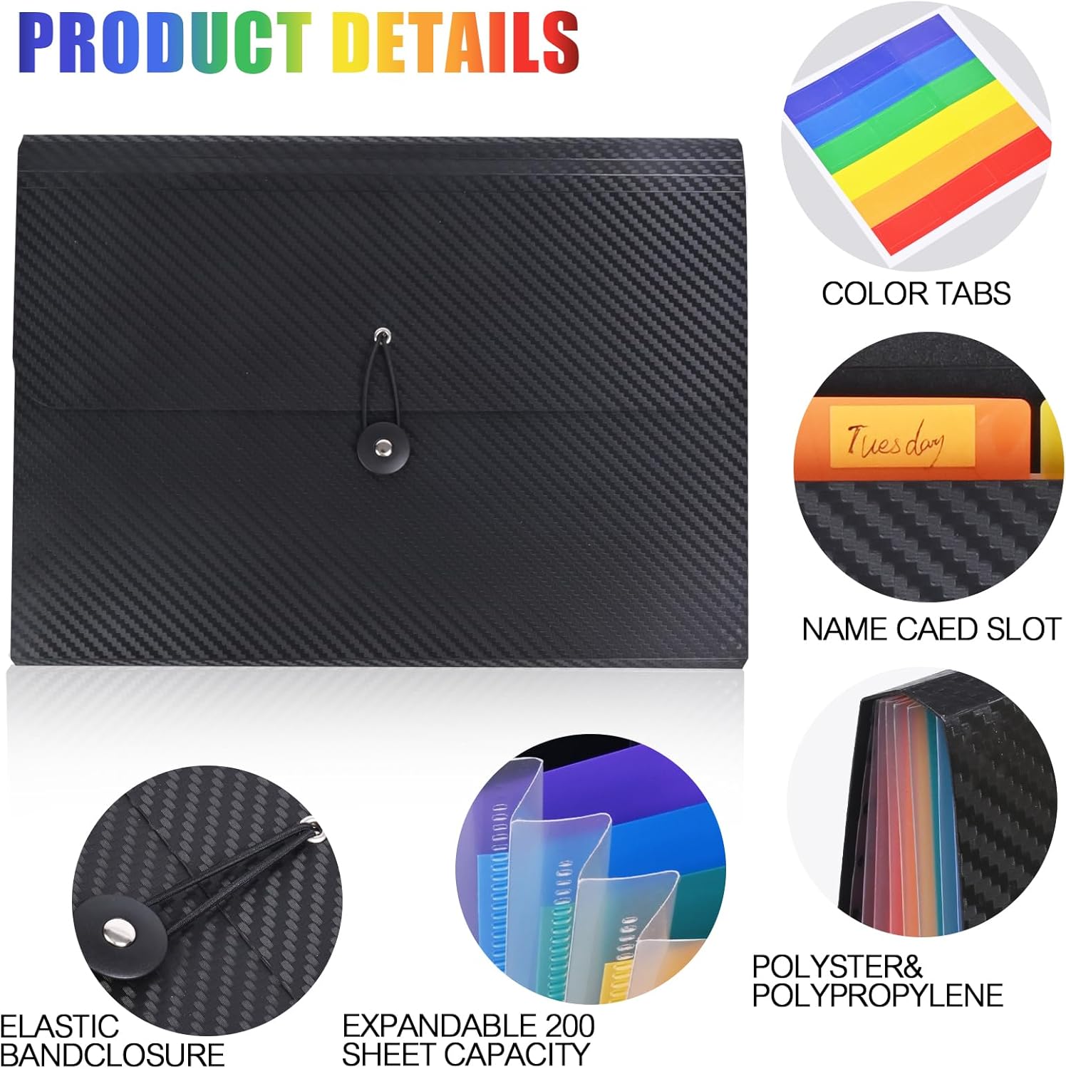 Alternative view of Accordion Folder Expanding File Folder, 7 Pockets Accordion File Organizer, A4 Letter Size Paper Document Receipt Organizer Accordian Filing Folder for Classroom, Home, Office and Travel