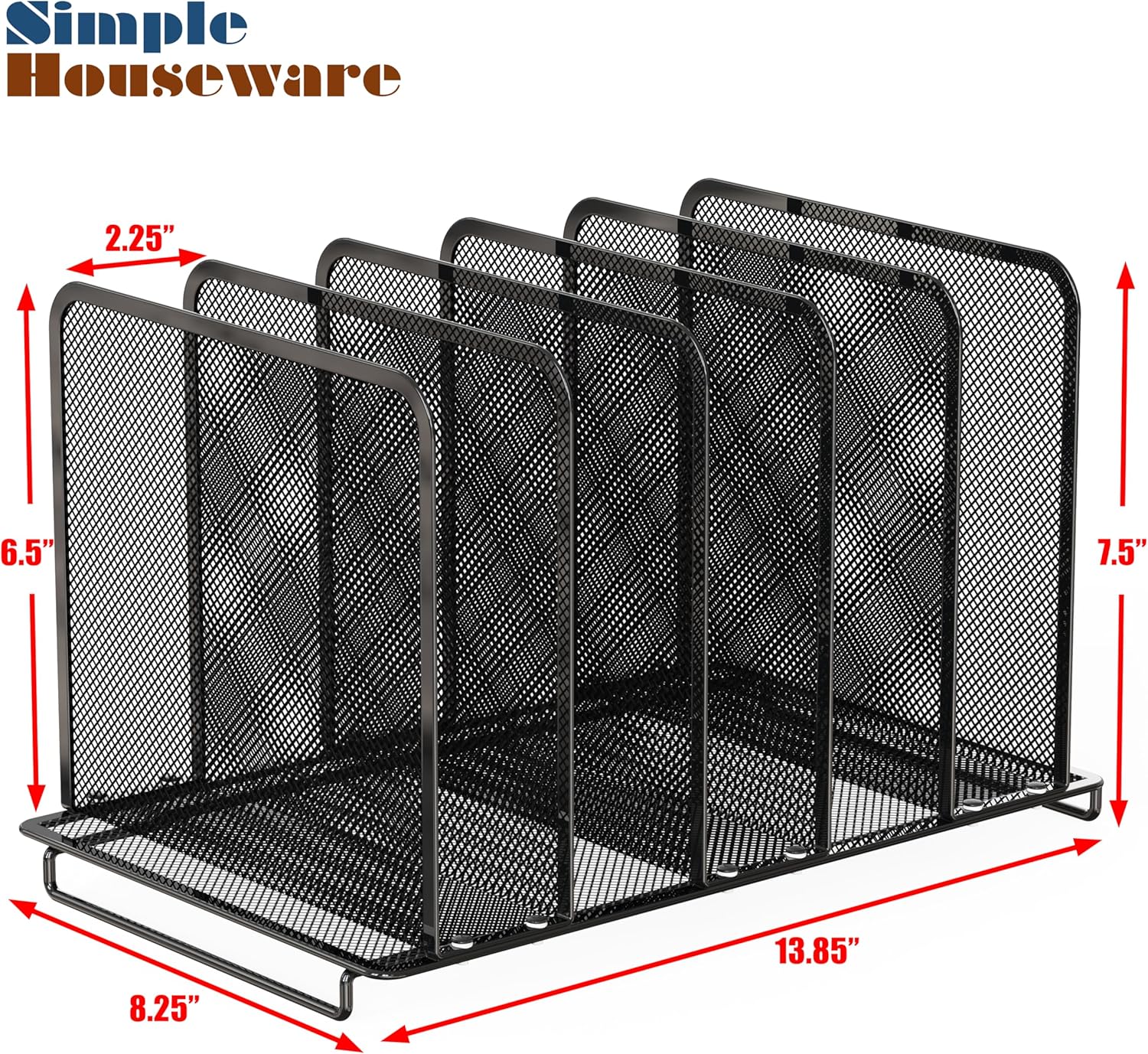 Alternative view of Simple Houseware Expandable 5 Section Upright File Sorter Organizer, Black