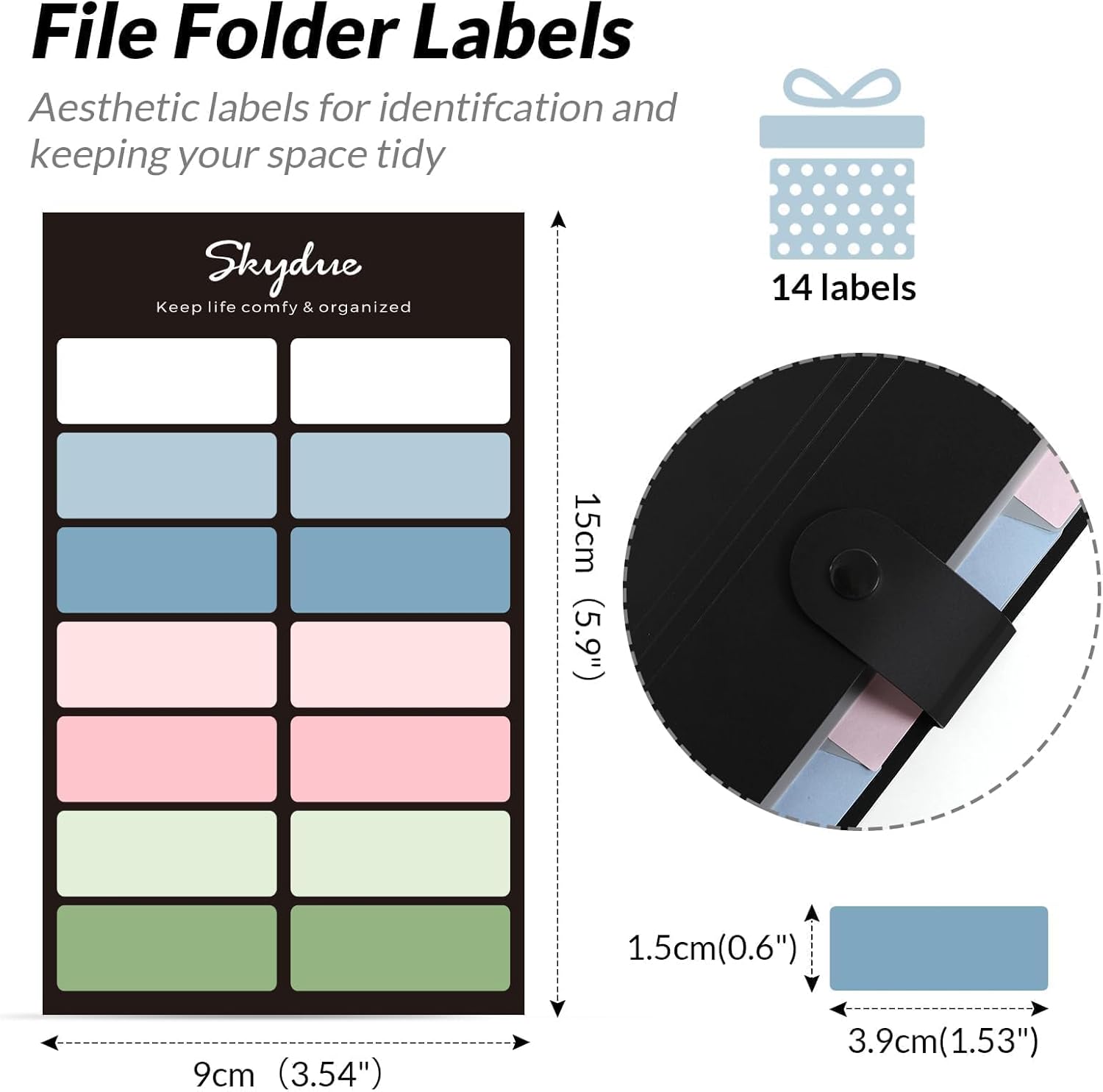 Alternative view of SKYDUE 8 Pockets Expanding File Folders, Accordion Folders, Portable Paper Bill Receipt Organizer, Letter Size, Home College School Office Supplies, Black